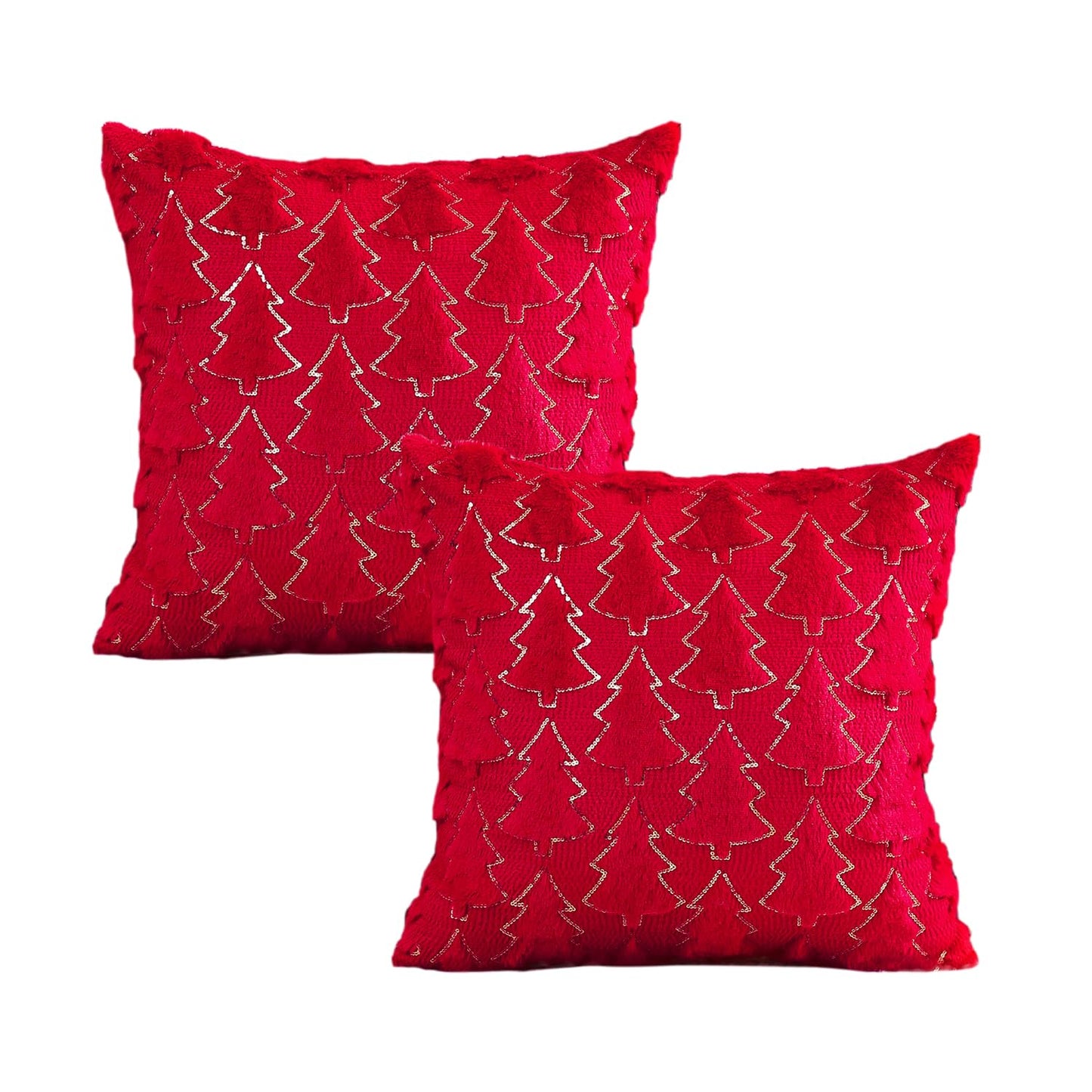 VAKADO Christmas Throw Pillow Covers 18x18 Set of 2 Embroidered Decorative Xmas Couch Cushion Cases Holiday Soft Home Decor for Bedroom Sofa Chair Porch Winter, Cream