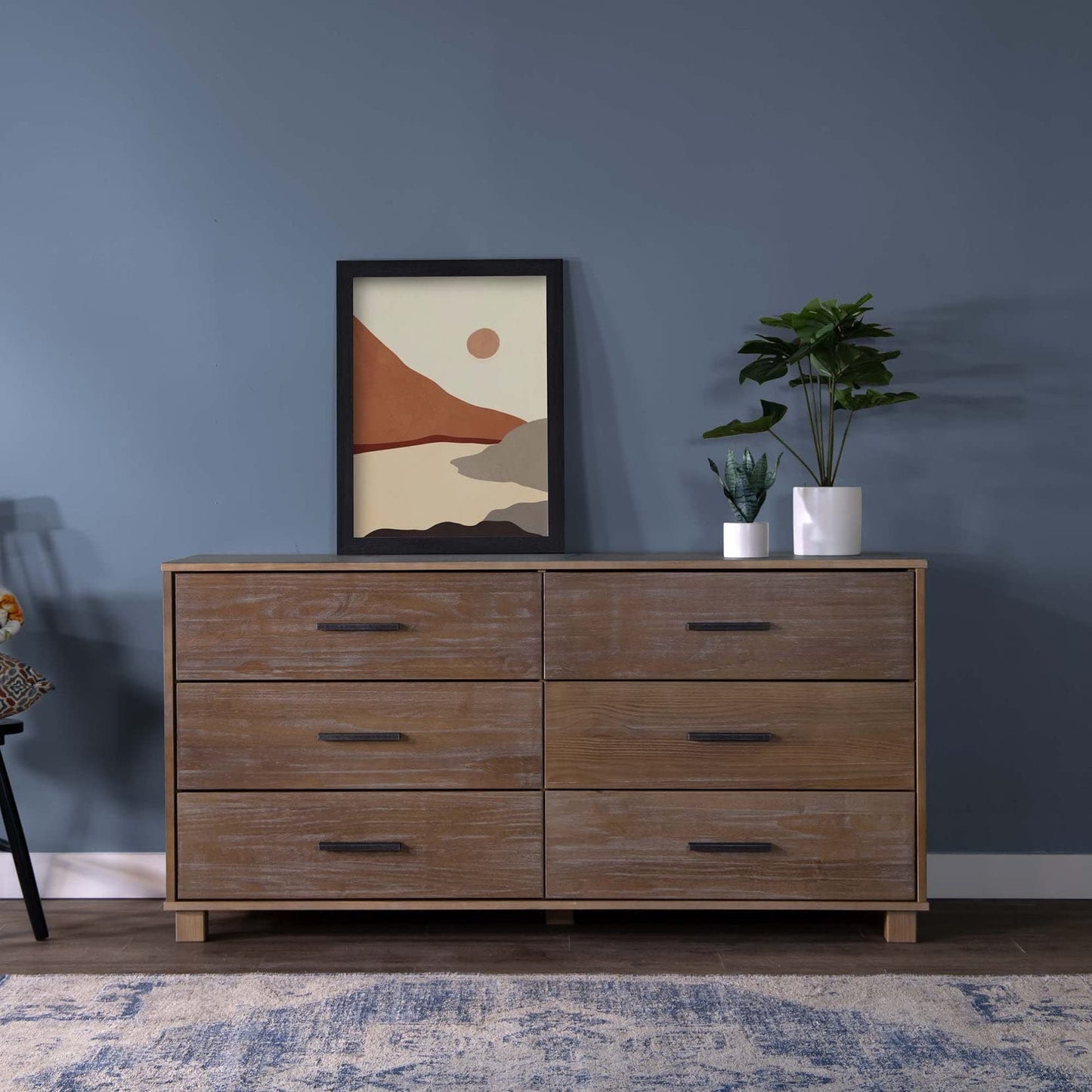 Grain Wood Furniture Loft 6-Drawer Dresser, Solid Wood with Weathered Pine Finish