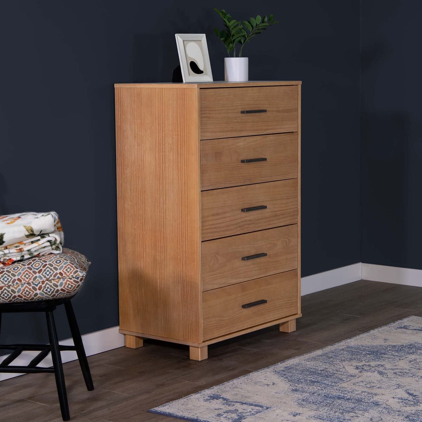 Grain Wood Furniture Loft 5-Drawer Chest, Solid Wood with Brushed White Finish