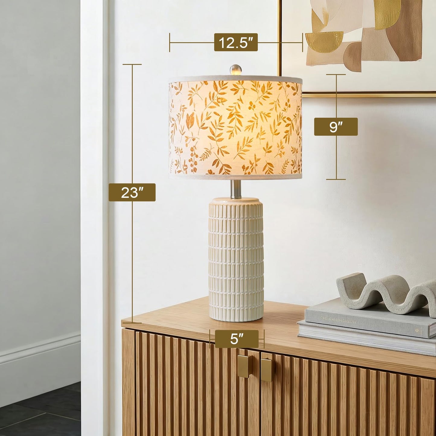 PoKat 23" Modern Ceramic Table Lamp Set of 2 for Living Room White Desk Lamps for Bedroom Farmhouse Bedside Nightstand Lamp House Warming Gifts New Home Decor End Table Lamps Gifts for Women Mom Beige
