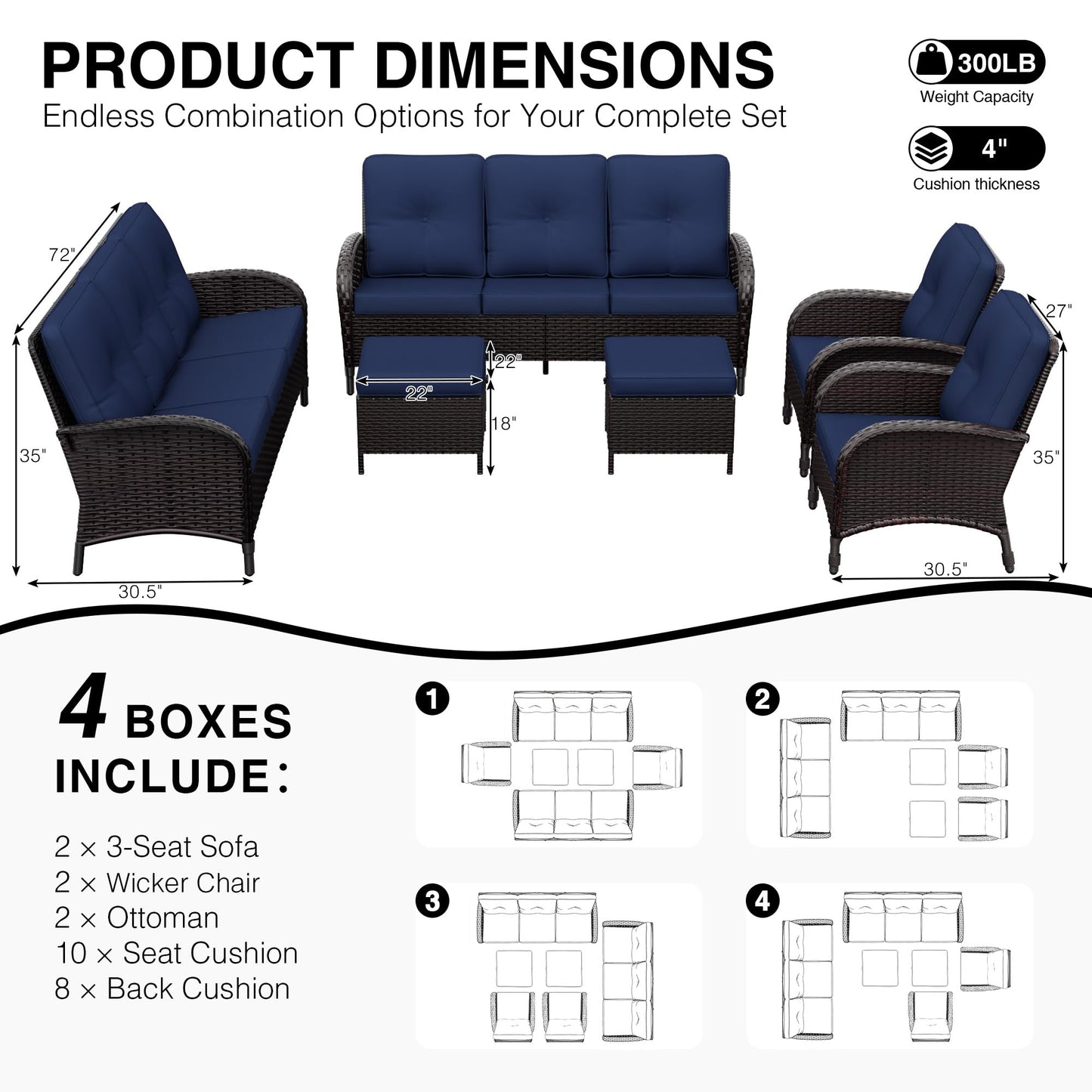 Joyside Wicker Patio Chairs Set of 2, Rattan Outdoor Furniture with Thickened Cushions, High Back, Deep Seating, Wide Armrest, Outdoor Chairs for Porch, Deck