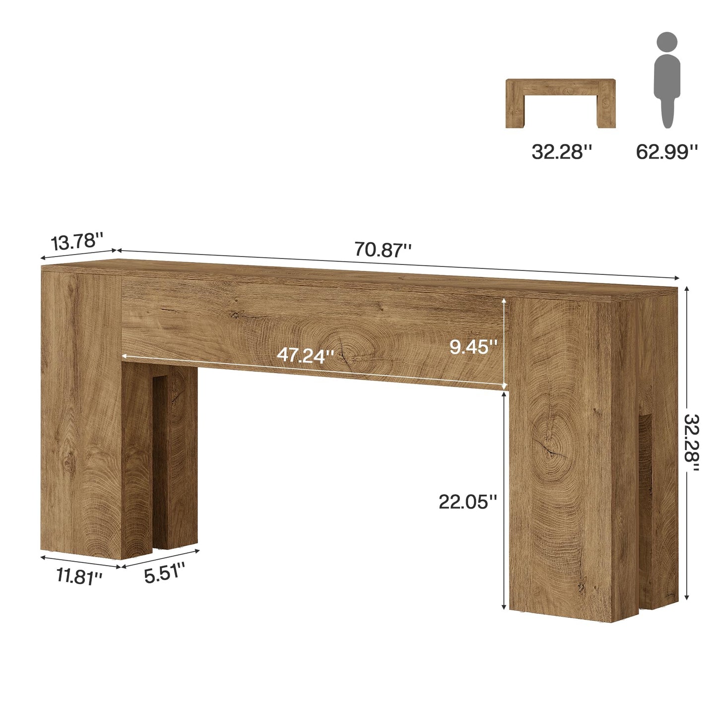Tribesigns 71-Inch Long Console Table for Entryway, Farmhouse Sofa Console Behind Couch, Entry Table for Hallway, Foyer, Living Room, Black