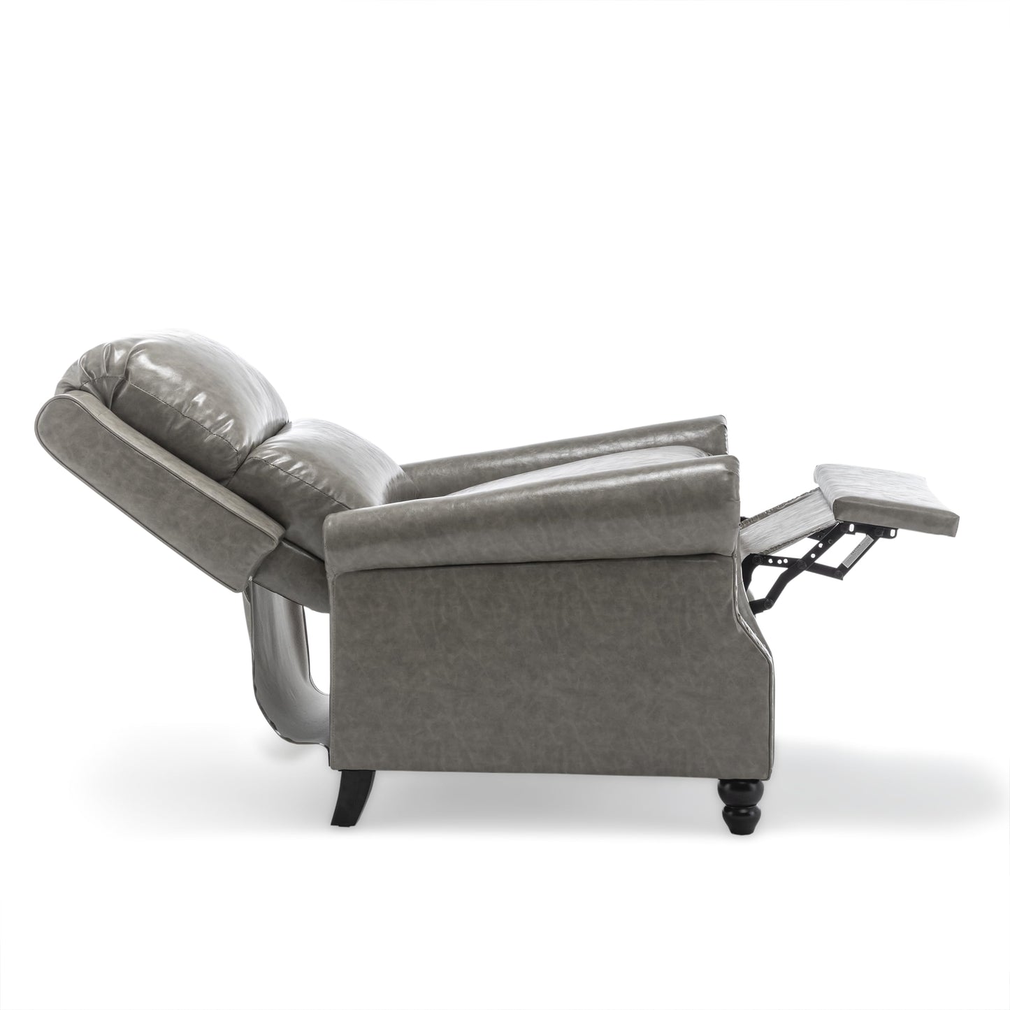 Pushback Recliner Chairs Set of 2, Comfy Fabric Wingback Recliner Chair, Upholstered Armchair Push Back Recliner with Wood Legs, Rivet Trim Accent Chair for Living Room, Bedroom, Blue Stripe