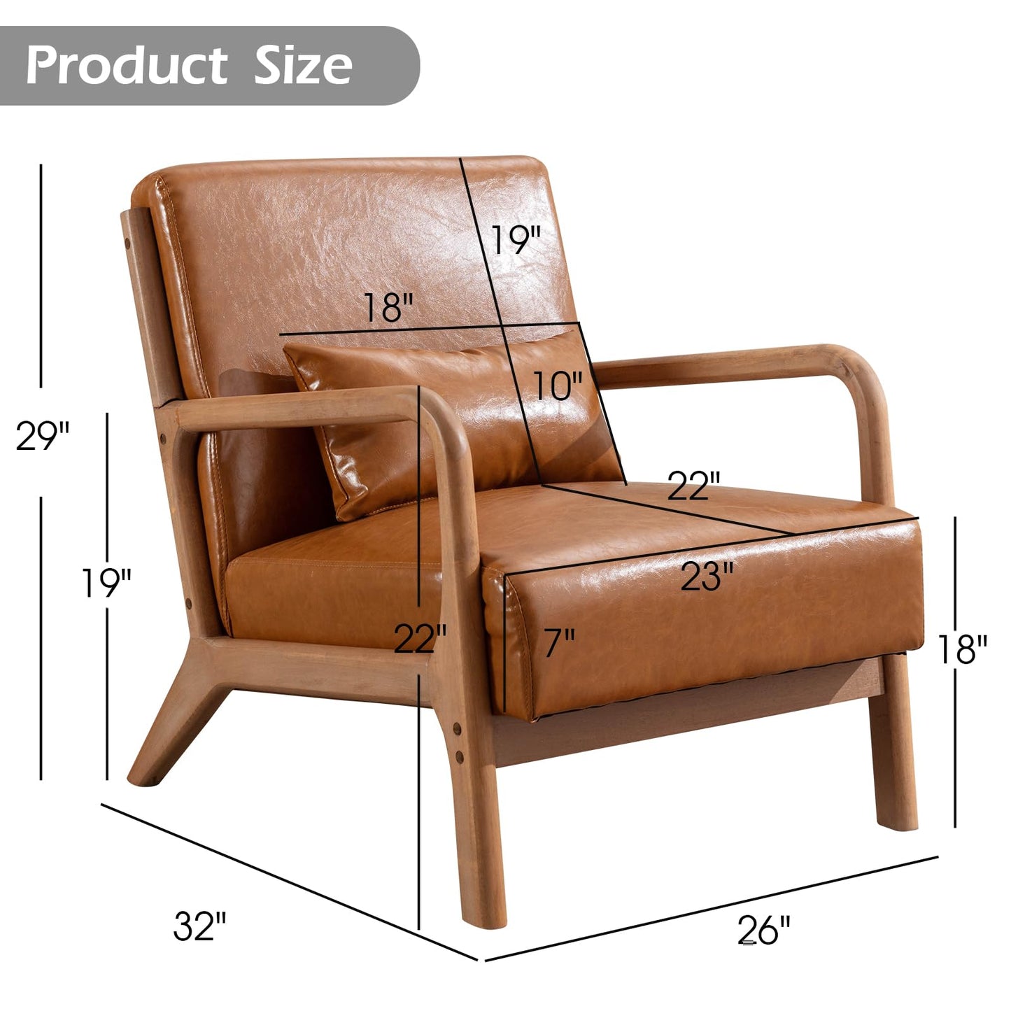 IOMOR Accent Chair Mid Century Modern Chair Linen Fabric Living Room Chairs with Solid Wood Frame Comfy Upholstered and Lumbar Pillow Reading Side Chair Easy Assembly for Bedroom Room (1, Linen Green)