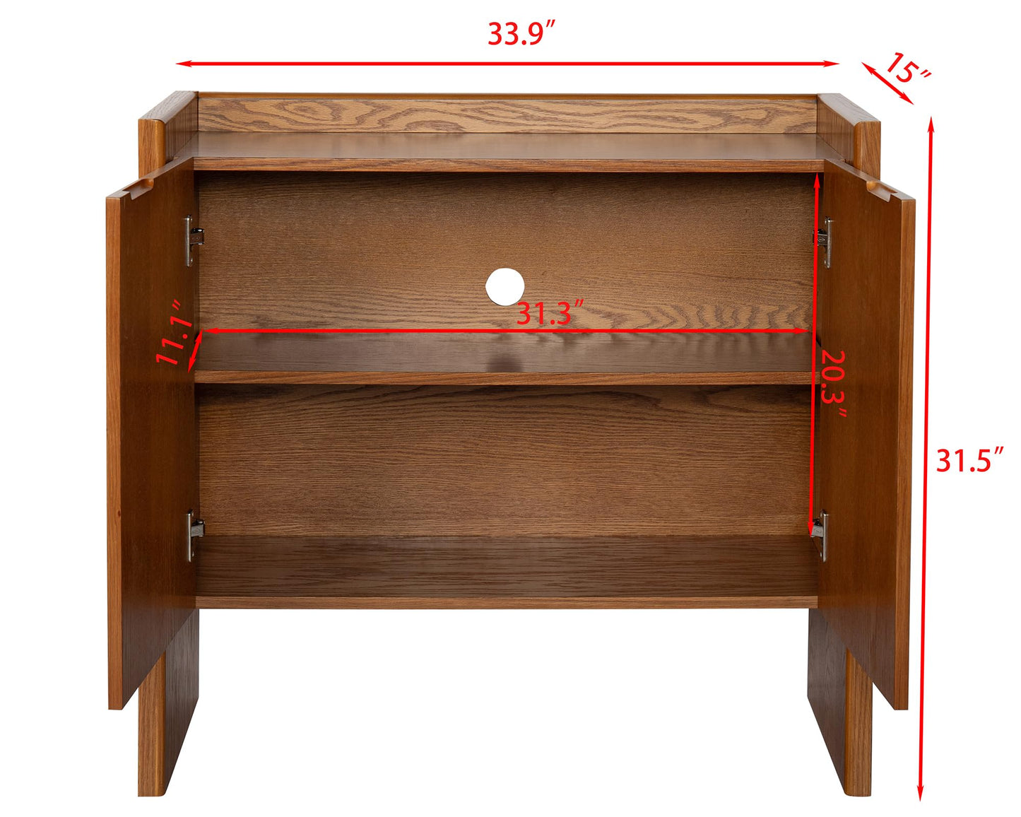 LKTART Mid Century Modern Sideboard Buffet Cabinet, Narrow Walnut Sideboard,Wood Storage Cabinet Credenza with 2 Doors for Living Room, Kitchen, Entryway, Hallway(9.25" D*39" L)