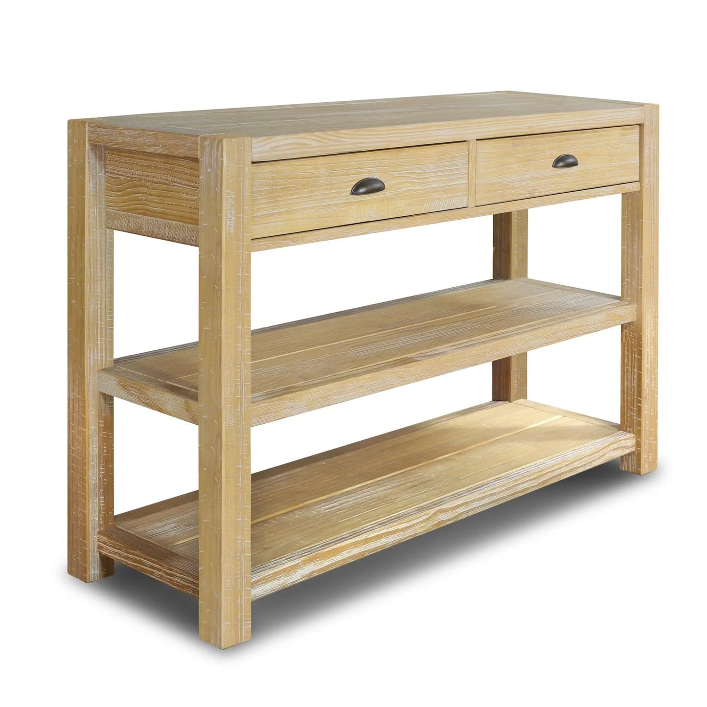 Grain Wood Furniture Montauk Console Table, Solid Wood with a Rustic Walnut Finish