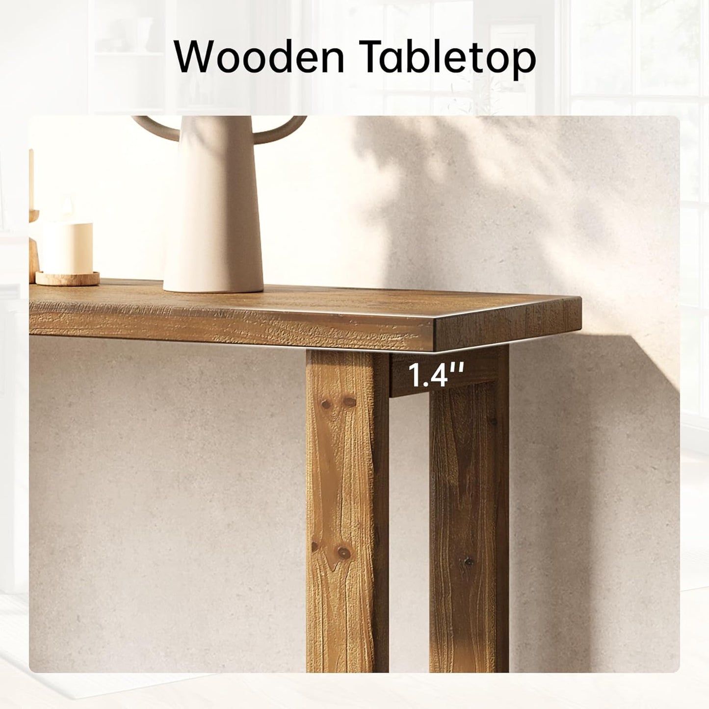 Solid Wood Console Table, 70.9-Inch Long Wooden Sofa Table Behind Couch for Entryway, Hallway, Foyer, Living Room, Natural Brown