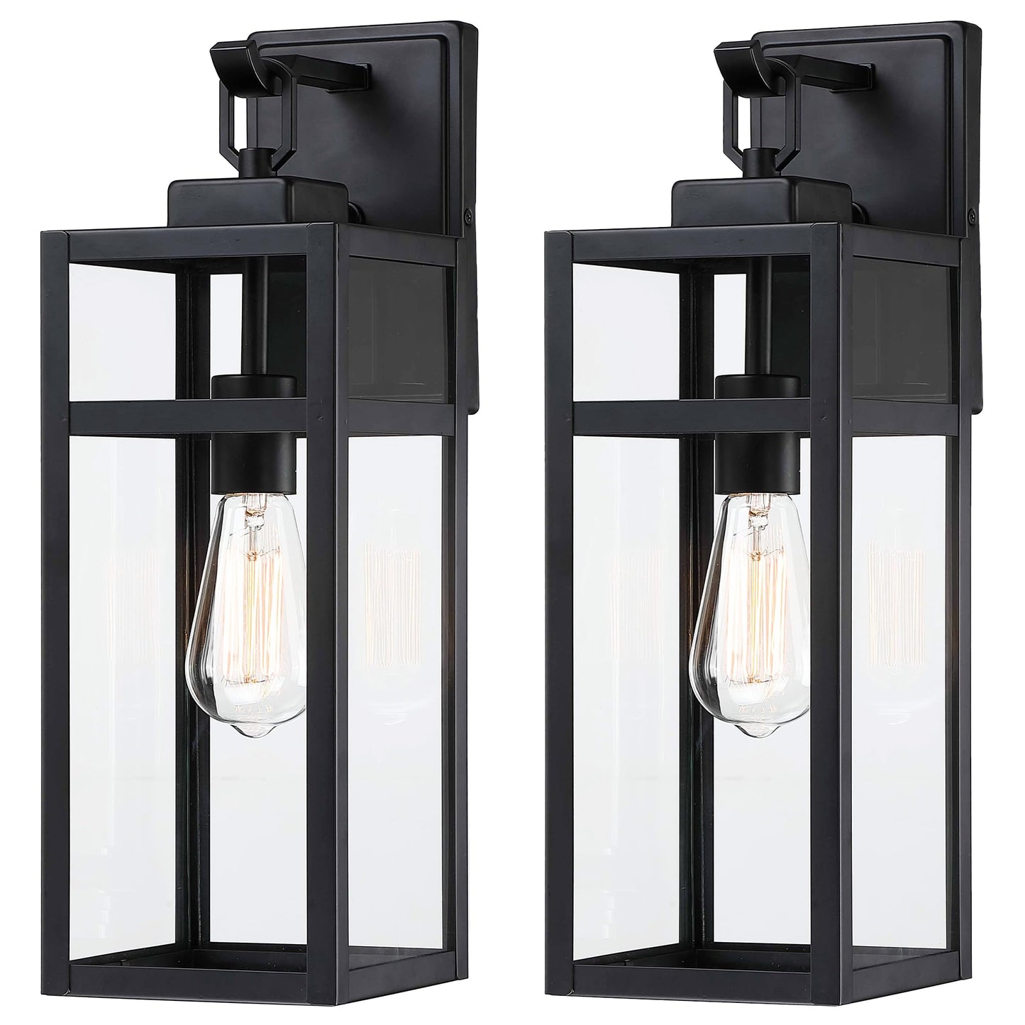 18 Inch Outdoor Wall Light Fixtures, Waterproof Exterior Light Fixtures, Modern Wall Lanterns with Clear Glass Shades, Porch Sconces Lighting for Patio Front Door Entryway Garage, E26 Sockets, 2-Pack