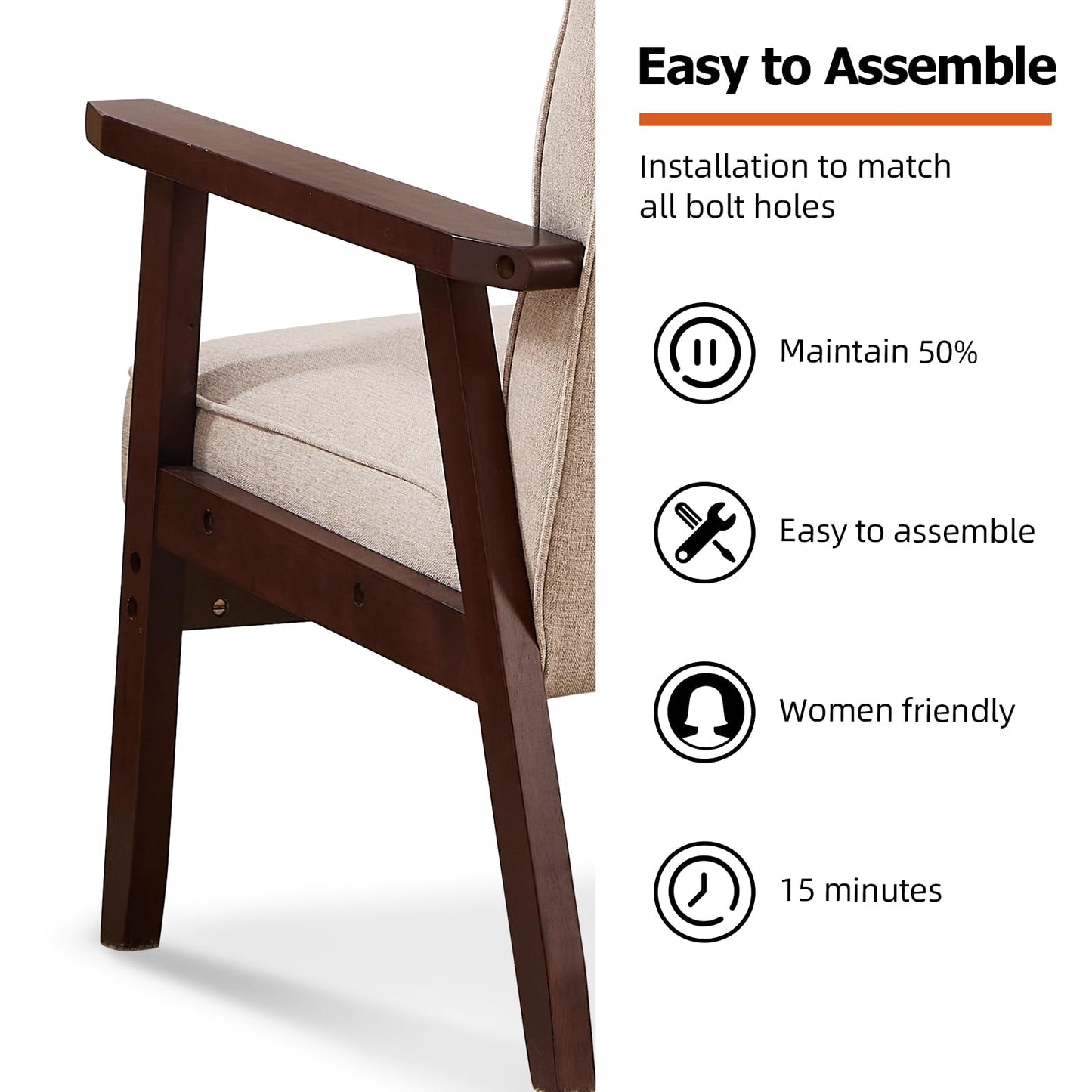 IOMOR Accent Chair Mid Century Modern Chair for Living Room, Comfy Faux Leather Armchair with Solid Wood Frame Soft Thick Padded, Side Chairs Easy Assembly (1, Brown)