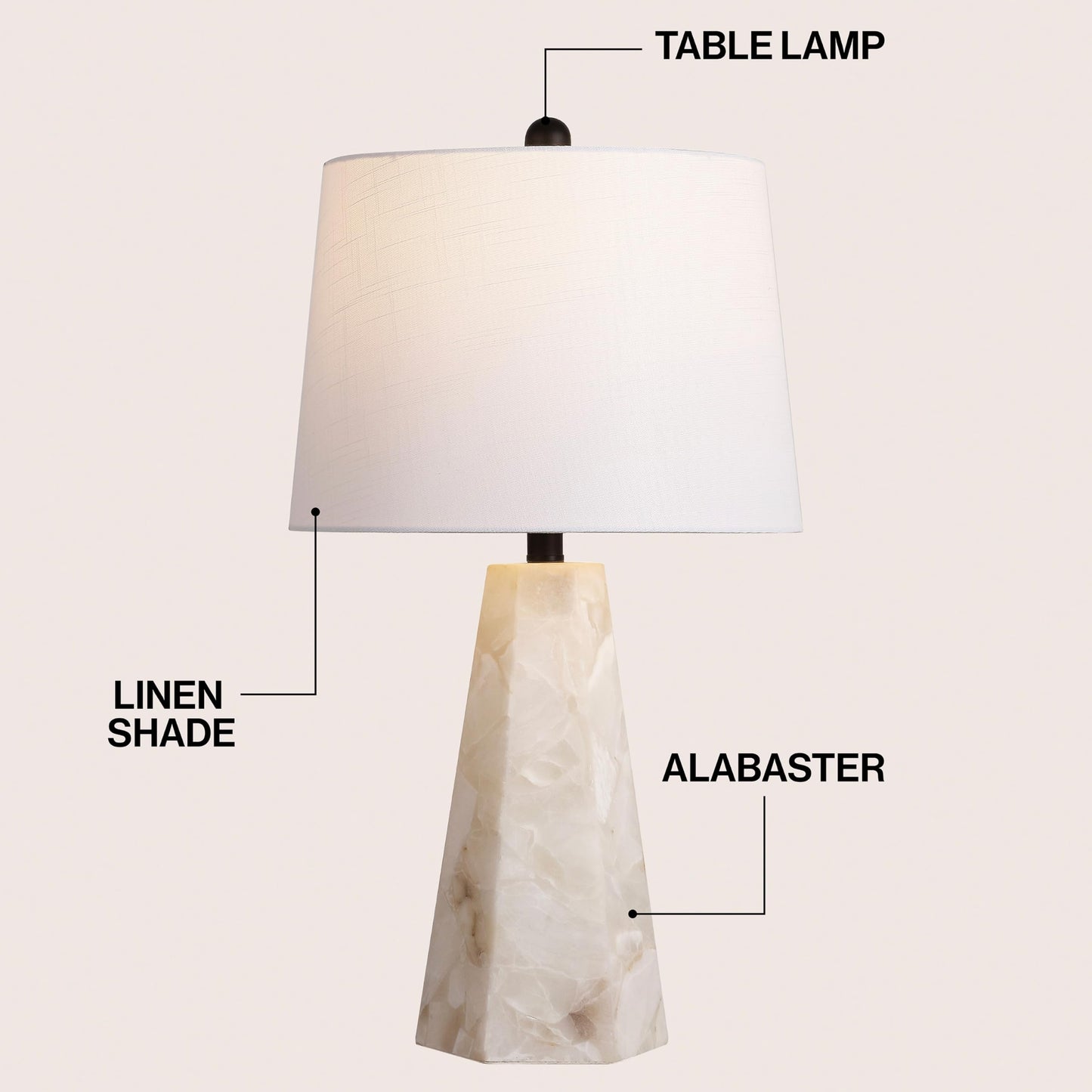 JONATHAN Y 25.5" Natural/Black Modern Table Lamp for Bedroom, White Linen Shade, Contemporary Bedside Nightstand Lamp for Living Room, LED Bulb Included (JYL6205B)