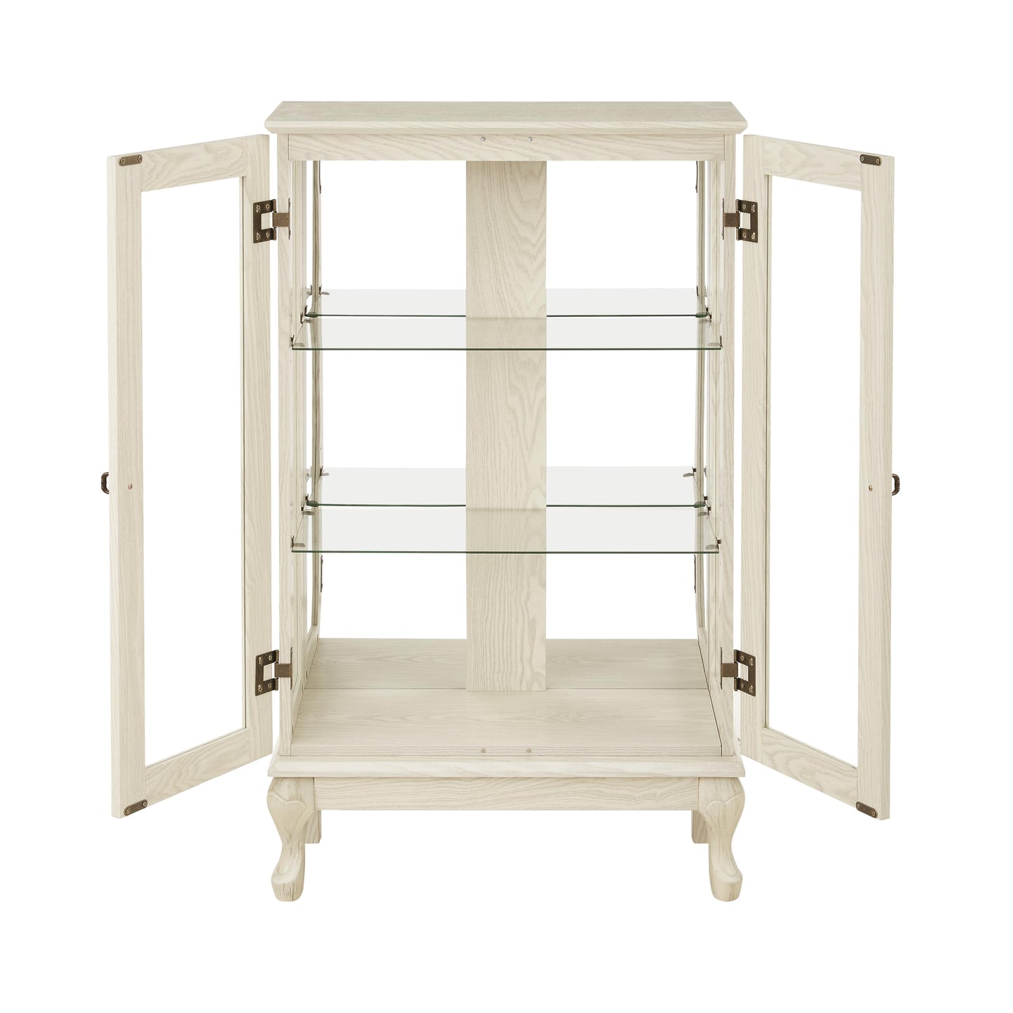 LKTART Curio Glass Display Cabinet,Storage Cabinet with Lights and Mirrored Back Panel,China Cabinet with Tempered Glass Doors and Shelves,Collectible Display Shelf,Included Bulb White