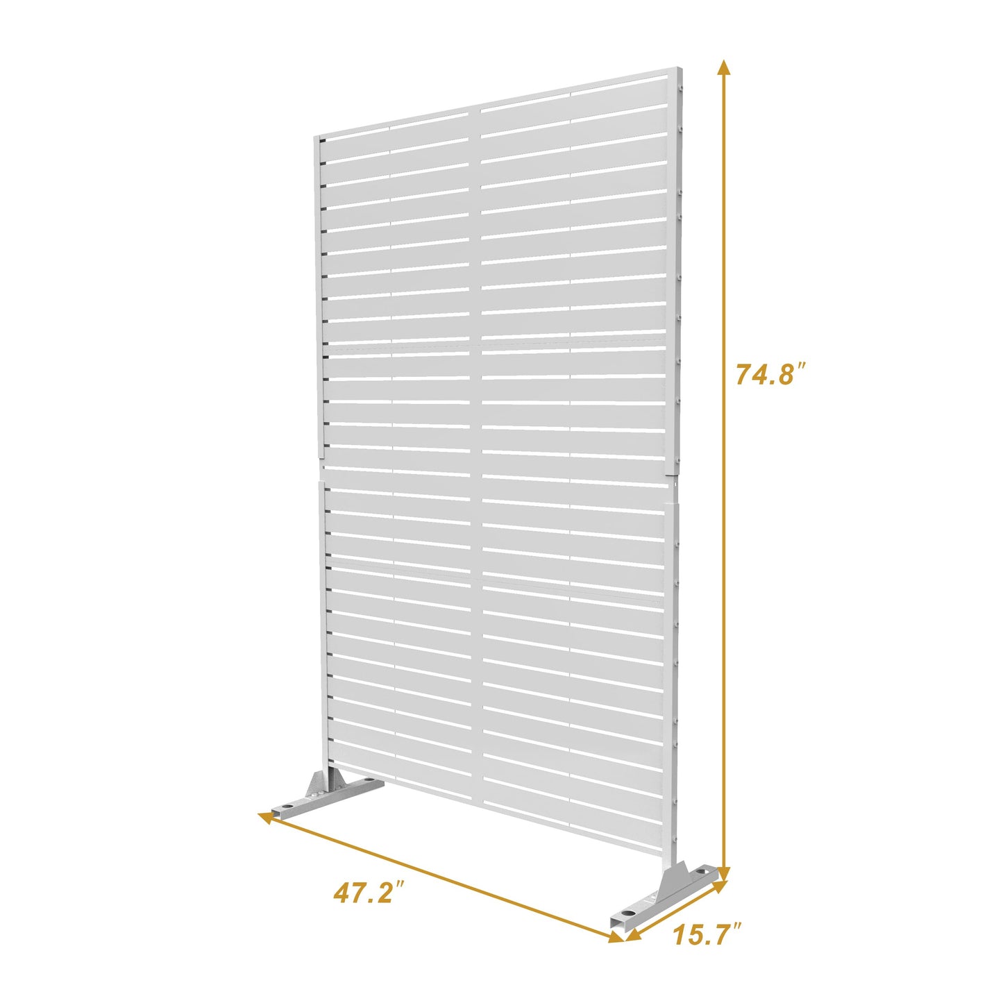 Outdoor Metal Privacy Screen with Stand, 72" H x 47" W Freestanding Outdoor Patio Divider, Decorative Patio Privacy Fence Panel for Garden Backyard Balcony Porch (Brown-Crossbanding)