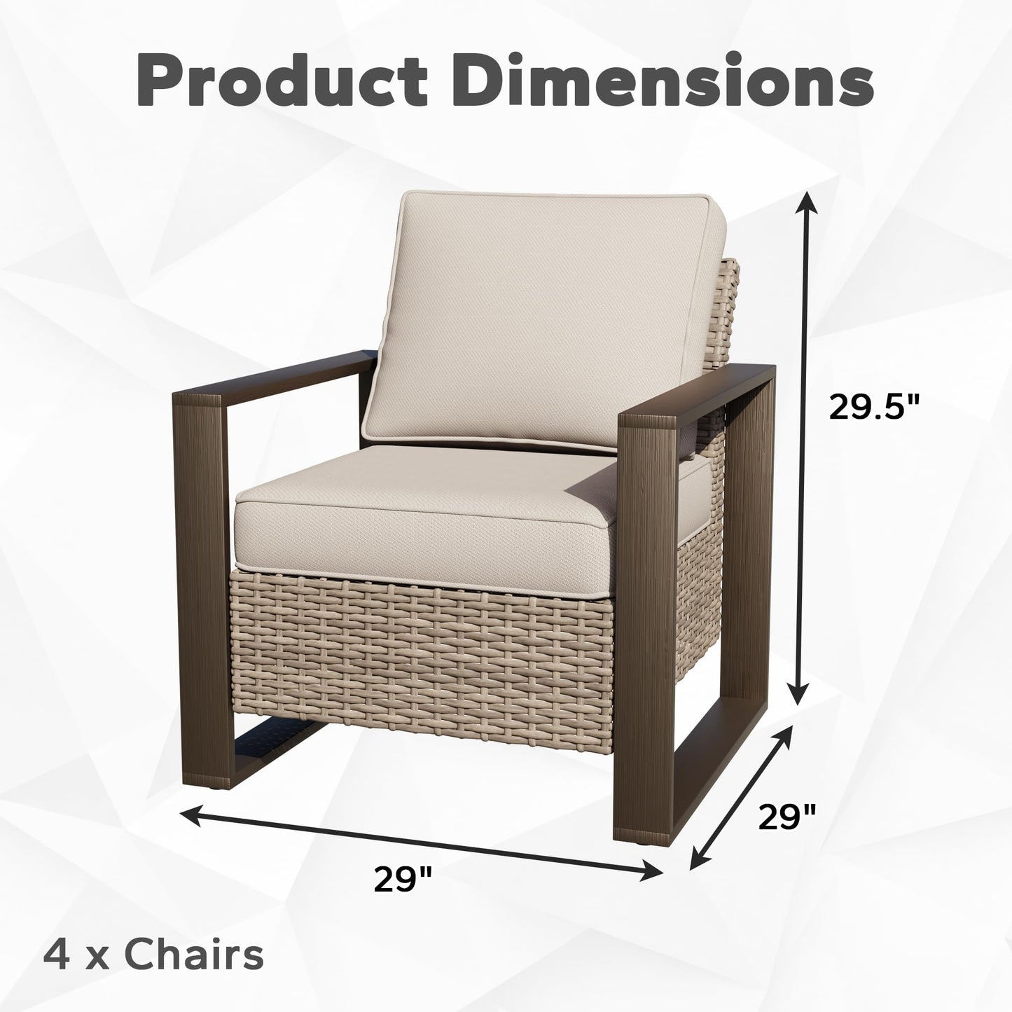 Joyside Outdoor Patio Swivel Rocker Chairs, 3 Pieces Wicker Furniture Set, 2 Swivel Rocking Chairs and 1 Table, Metal Wide Armrest, Thick Cushions and Deep Seating for Garden, Backyard, Porch, Deck