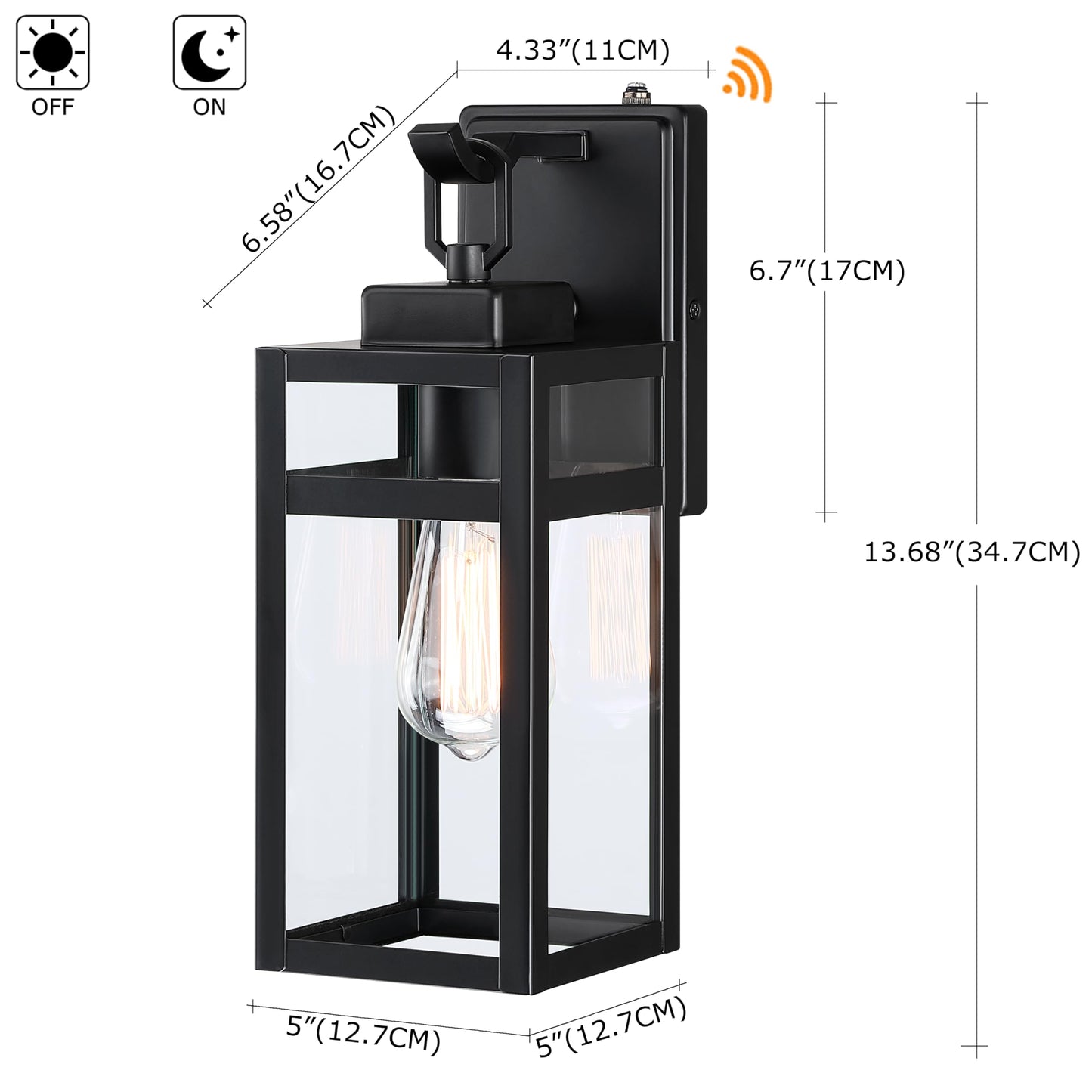 18 Inch Outdoor Wall Light Fixtures, Waterproof Exterior Light Fixtures, Modern Wall Lanterns with Clear Glass Shades, Porch Sconces Lighting for Patio Front Door Entryway Garage, E26 Sockets, 2-Pack