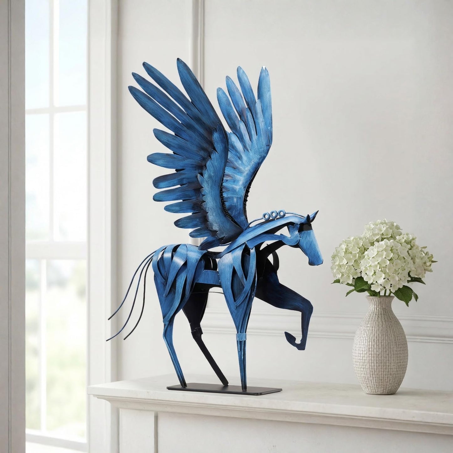 SunBlogs Art Metal Horse Statue Decor, Handmade Strong Modern Horse Sculpture Handicraft, Rustic Metal Statue Decorations Gift for Home Office Desk Figurine (Brown)