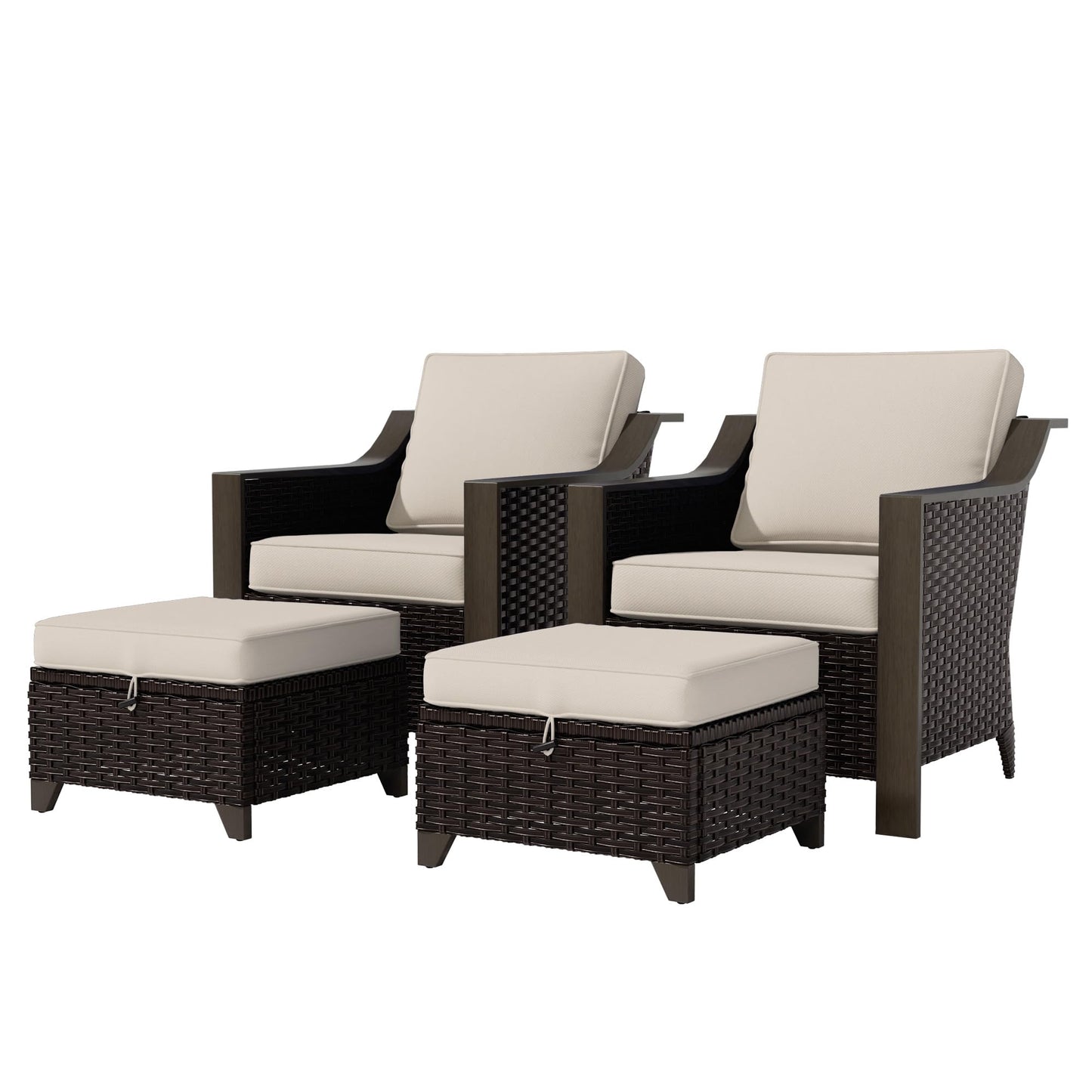 74 Inch Patio 3-Seater Sofa,PE Wicker Outdoor Lounge with Thick Removable Water-Resistant Cushions, Rust-Proof Steel Frame, 900LBS Capacity, Beige