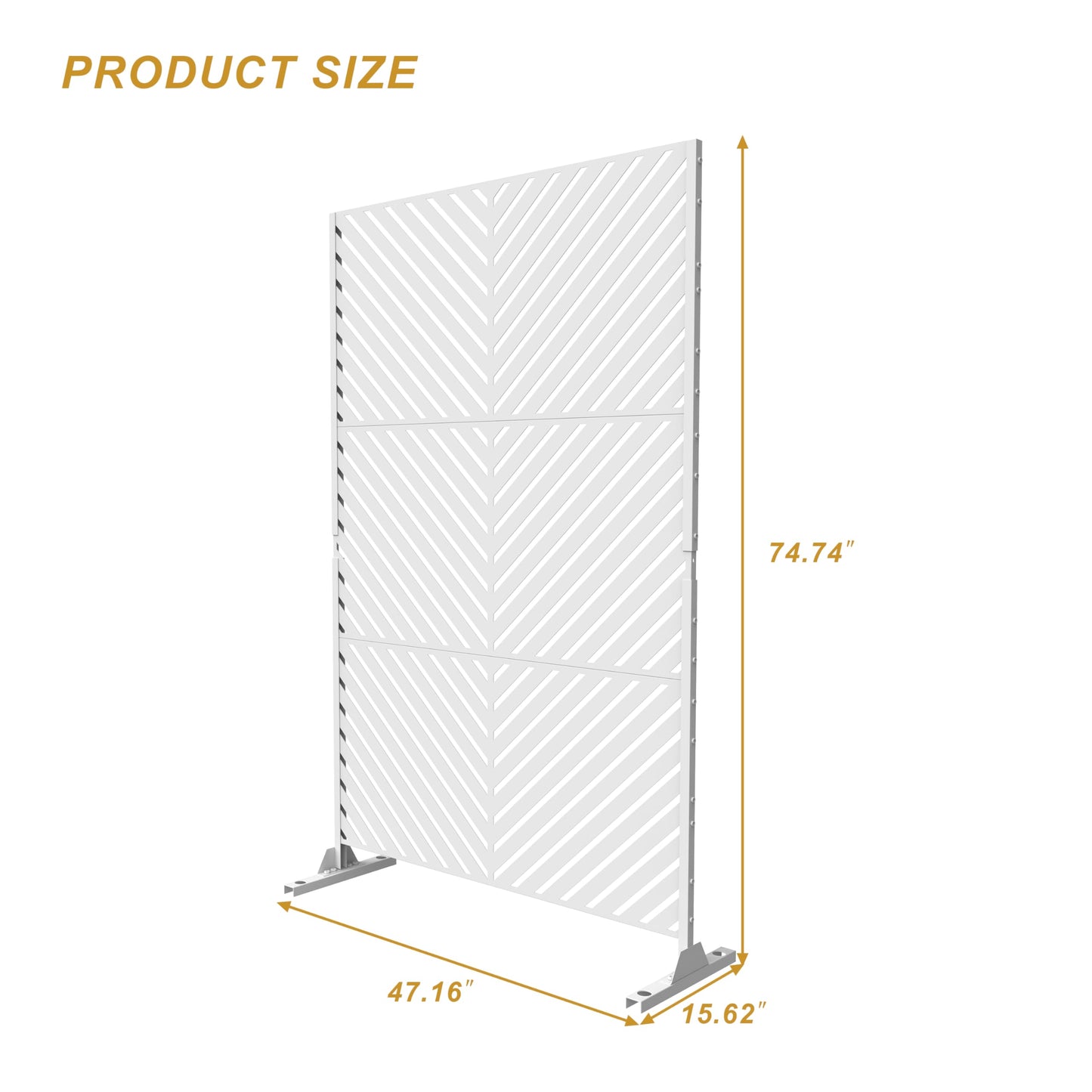Metal Privacy Screen with Stand, 74" H×47" W Outdoor Privacy Screen for Deck Patio Lawn Garden (Black-Summer)