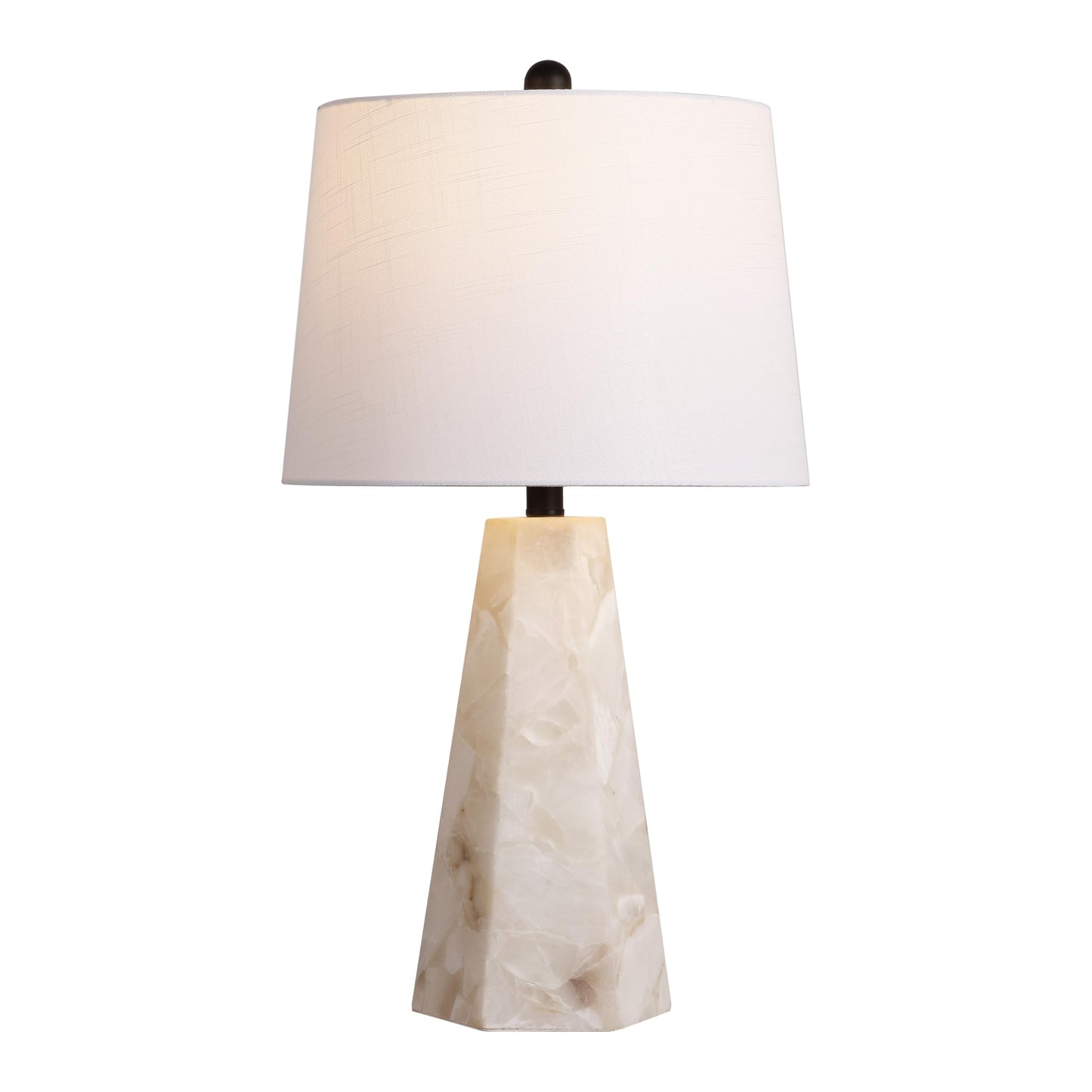 JONATHAN Y 25.5" Natural/Black Modern Table Lamp for Bedroom, White Linen Shade, Contemporary Bedside Nightstand Lamp for Living Room, LED Bulb Included (JYL6205B)