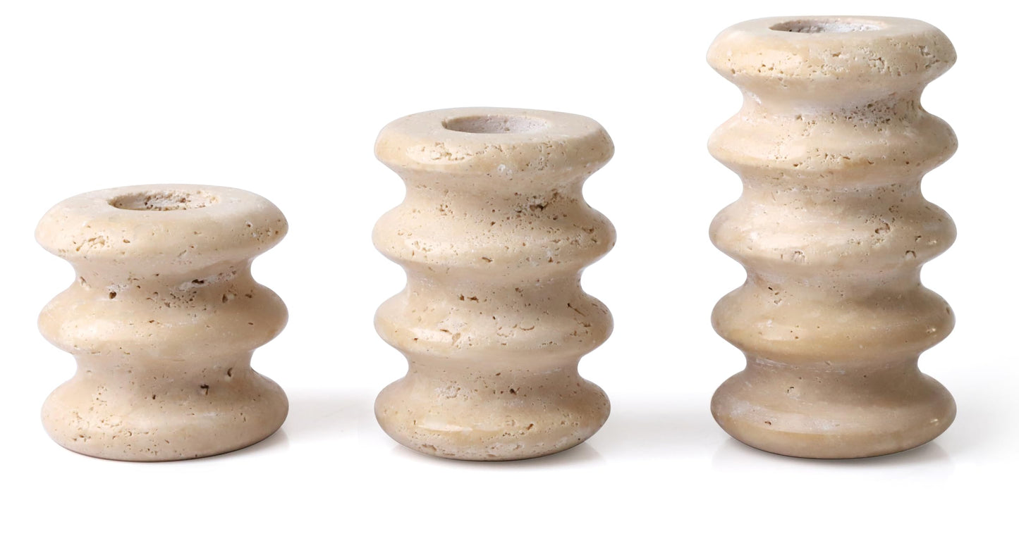 Vixdonos Marble Candle Holder Set of 2 Taper Candle Candlestick Mantle Candle Stand for Home Decor,Wedding,Party and Table Centerpieces(Brown)