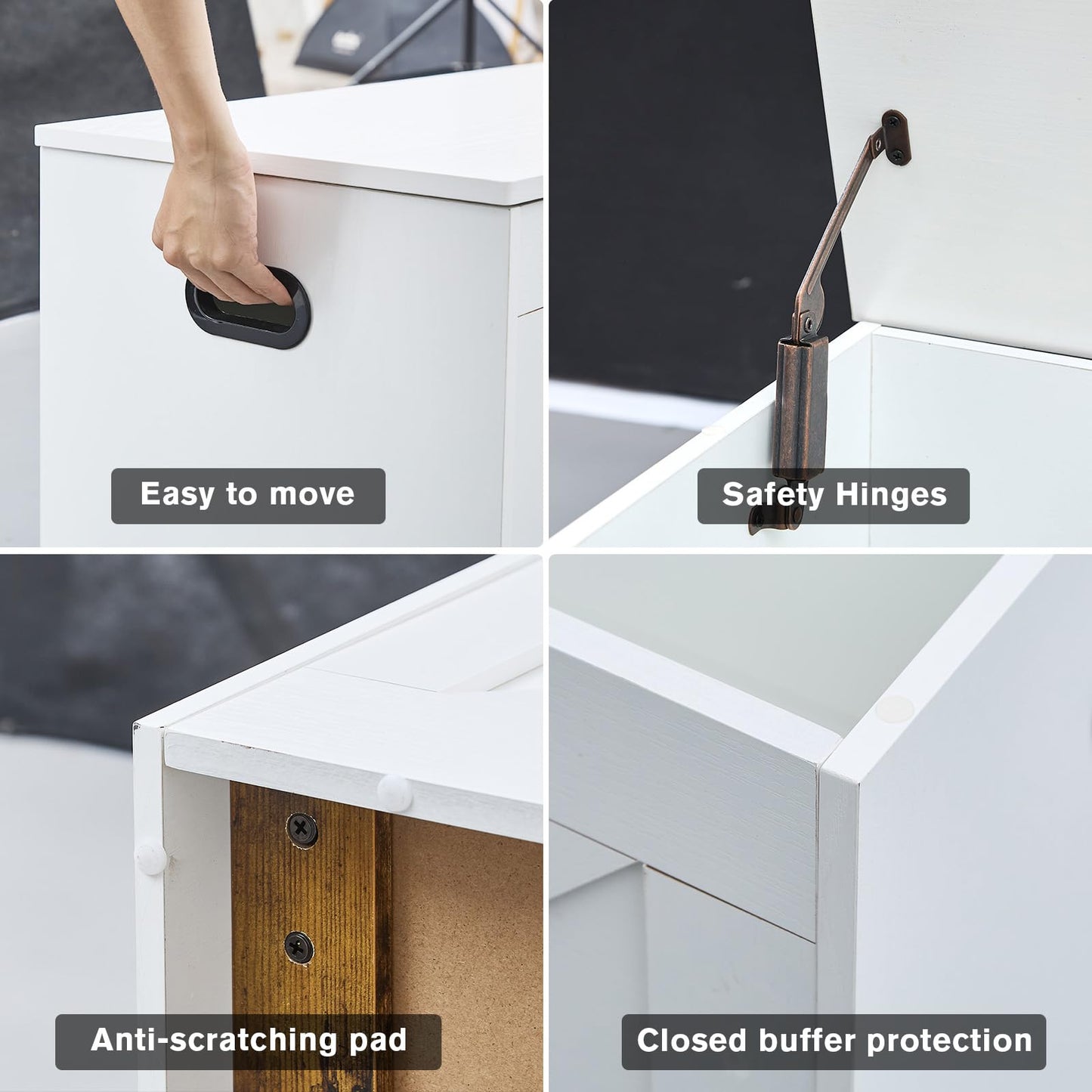 55.1” Storage Bench, Extra Large Entryway Bench with Storage,Storage Chest with 2 Safety Hinges,Blanket Storage,Shoe Storage Chest for Bedroom,Living Room,Easy Assembly. (Greige)