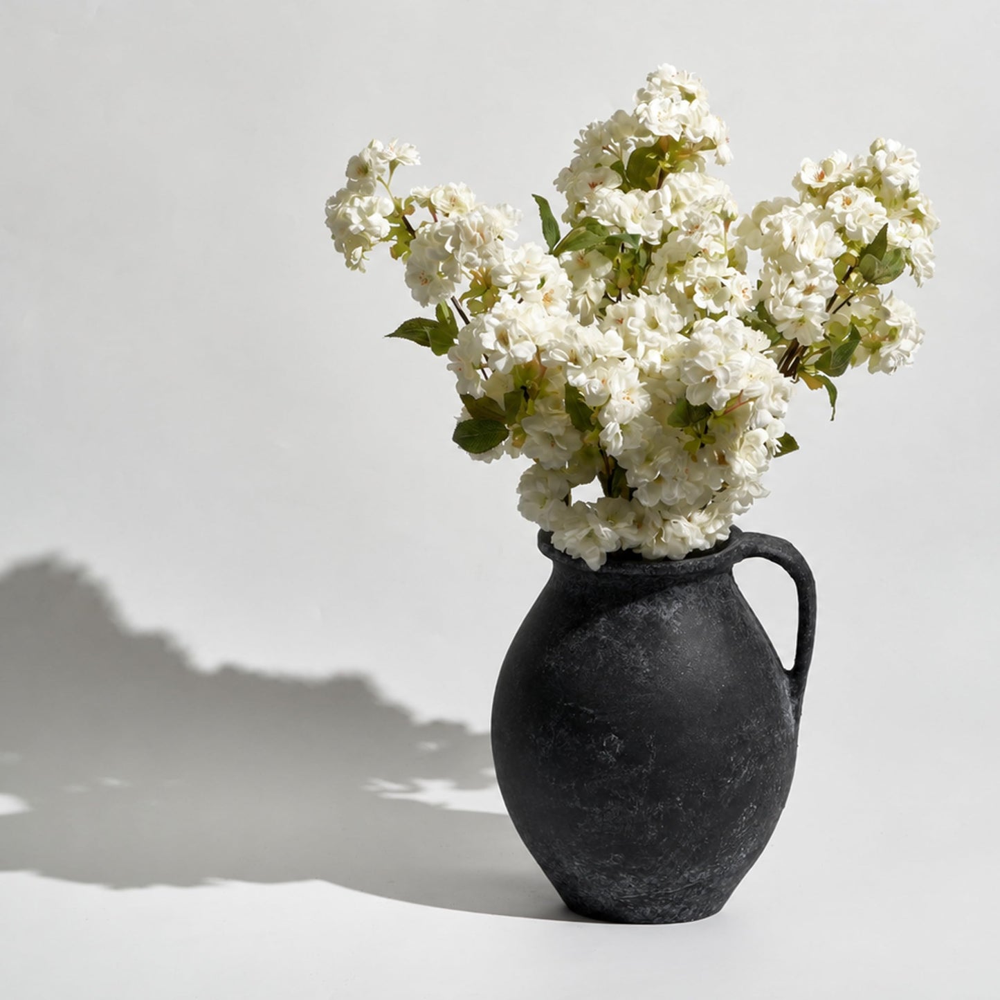 LB2 White Ceramic Large Vase, 11" Tall Zen Style, Terra Cotta Pitcher, Distressed Farmhouse Decor, Pottery Decorative Flower for Home Decor (B - White 11")