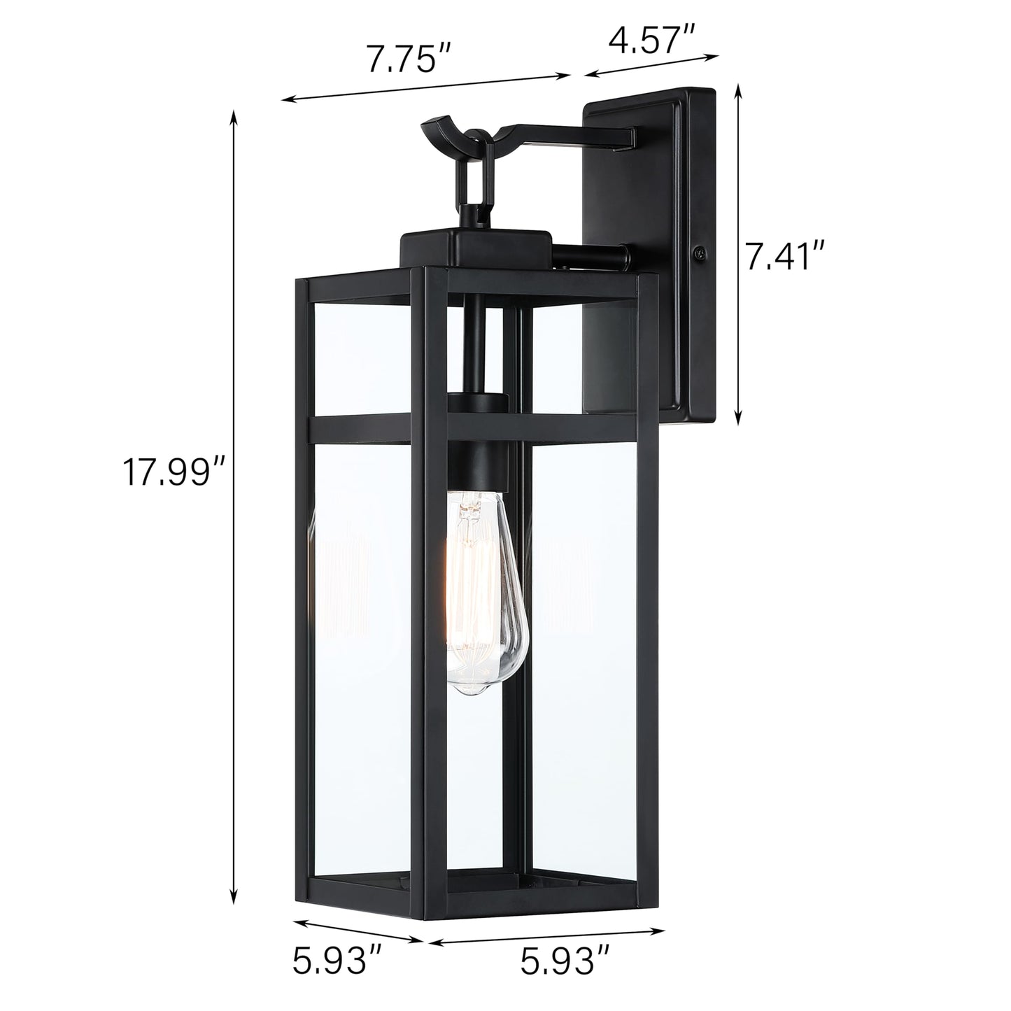 18 Inch Outdoor Wall Light Fixtures, Waterproof Exterior Light Fixtures, Modern Wall Lanterns with Clear Glass Shades, Porch Sconces Lighting for Patio Front Door Entryway Garage, E26 Sockets, 2-Pack
