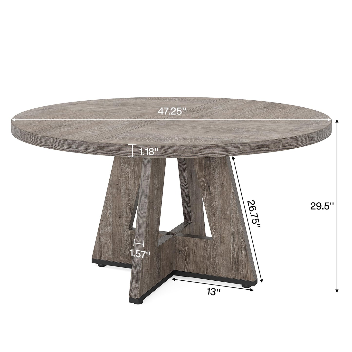 Tribesigns 47-Inch Round Conference Table for 4-6 People, Wooden Meeting Room Table with Thicken Tabletop and Wood Base (Grey)