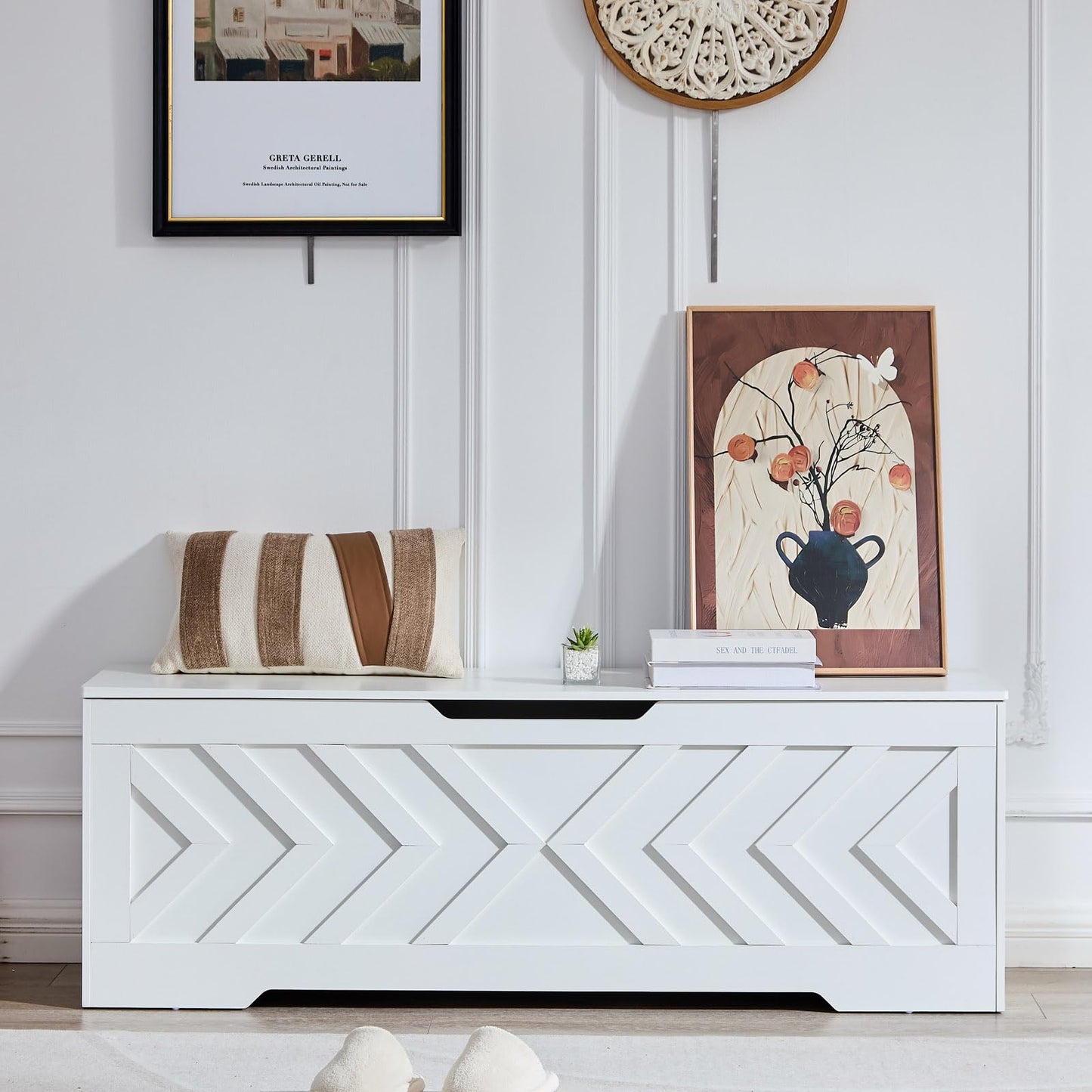 55.1” Storage Bench, Extra Large Entryway Bench with Storage,Storage Chest with 2 Safety Hinges,Blanket Storage,Shoe Storage Chest for Bedroom,Living Room,Easy Assembly. (Greige)