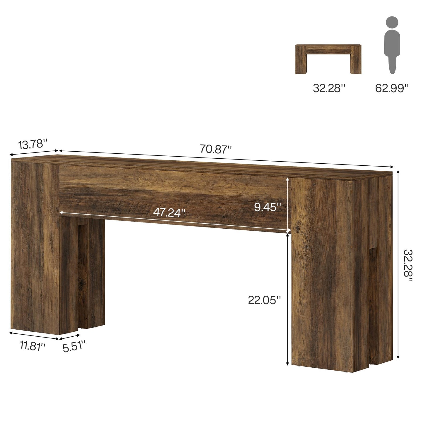Tribesigns 71-Inch Long Console Table for Entryway, Farmhouse Sofa Console Behind Couch, Entry Table for Hallway, Foyer, Living Room, Black