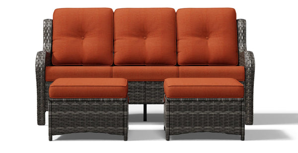 Joyside Outdoor Patio Couch, 3 Seater Outdoor Wicker Sofa with High Back, Deep Seating, Wide Armrest, Thickened Cushions, Patio Sofa for Deck, Porch Use