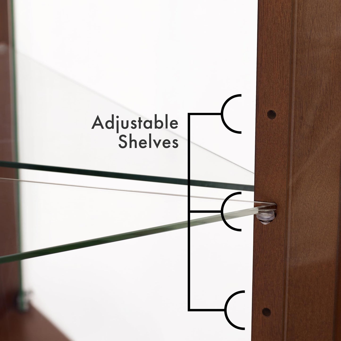 LKTART Corner Storage Cabinet,Glass Display Cabinet with Lights,Corner Curio Cabinet with Tempered Glass Doors and Shelves(70.5" T x15.4 D x 21.7" W Walnut)