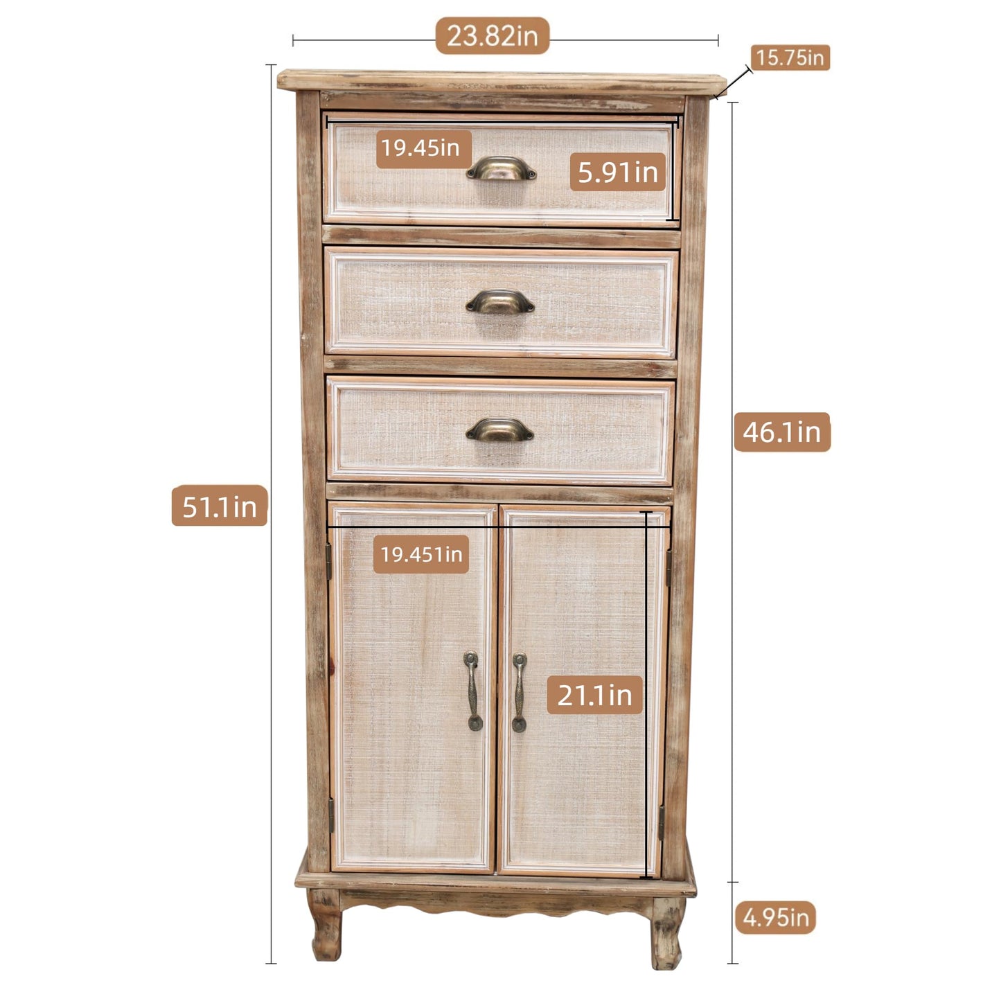 LKTART KTART 55'' Tall Kitchen Pantry Cupboard Storage Cabinet with Shelves & Drawer,French Country Accent Cabinet with Embossed Floral Metal Doors and Solid Wood Frame,Natural Wood