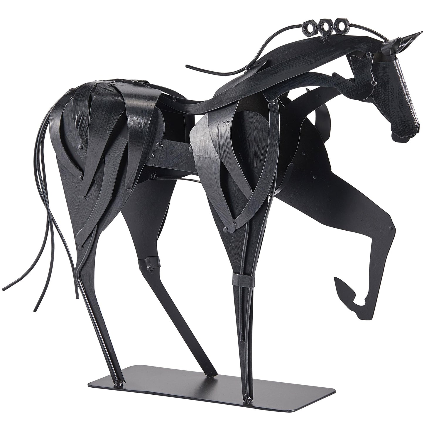 SunBlogs Art Metal Horse Statue Decor, Handmade Strong Modern Horse Sculpture Handicraft, Rustic Metal Statue Decorations Gift for Home Office Desk Figurine (Brown)