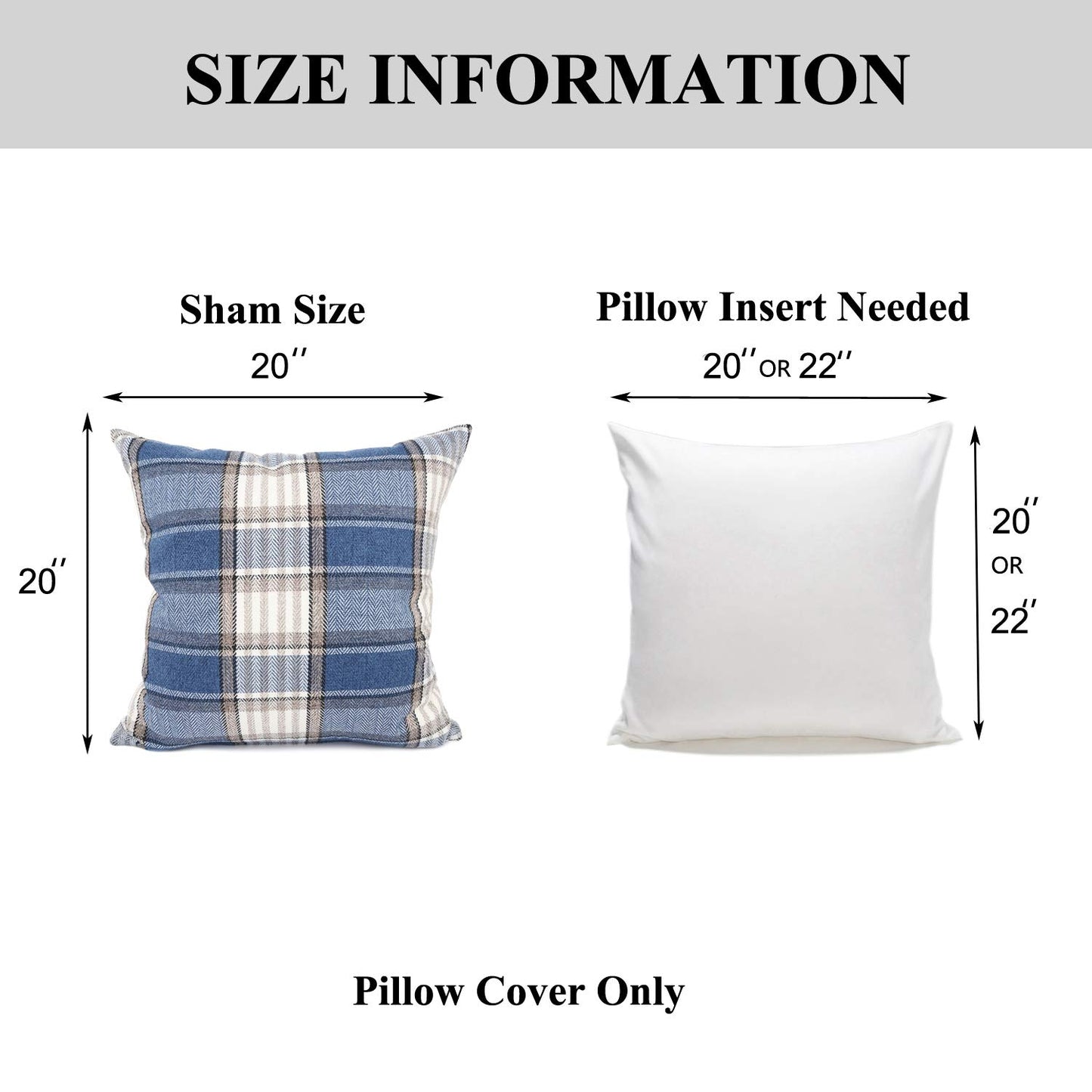 YOUR SMILE Retro Farmhouse Outdoor Buffalo Tartan Chequer Plaid Cotton Linen Decorative Throw Pillow Case Cushion Cover Pillowcase for Sofa 18 x 18 Inch, Set of 2, Khaki/Stripe