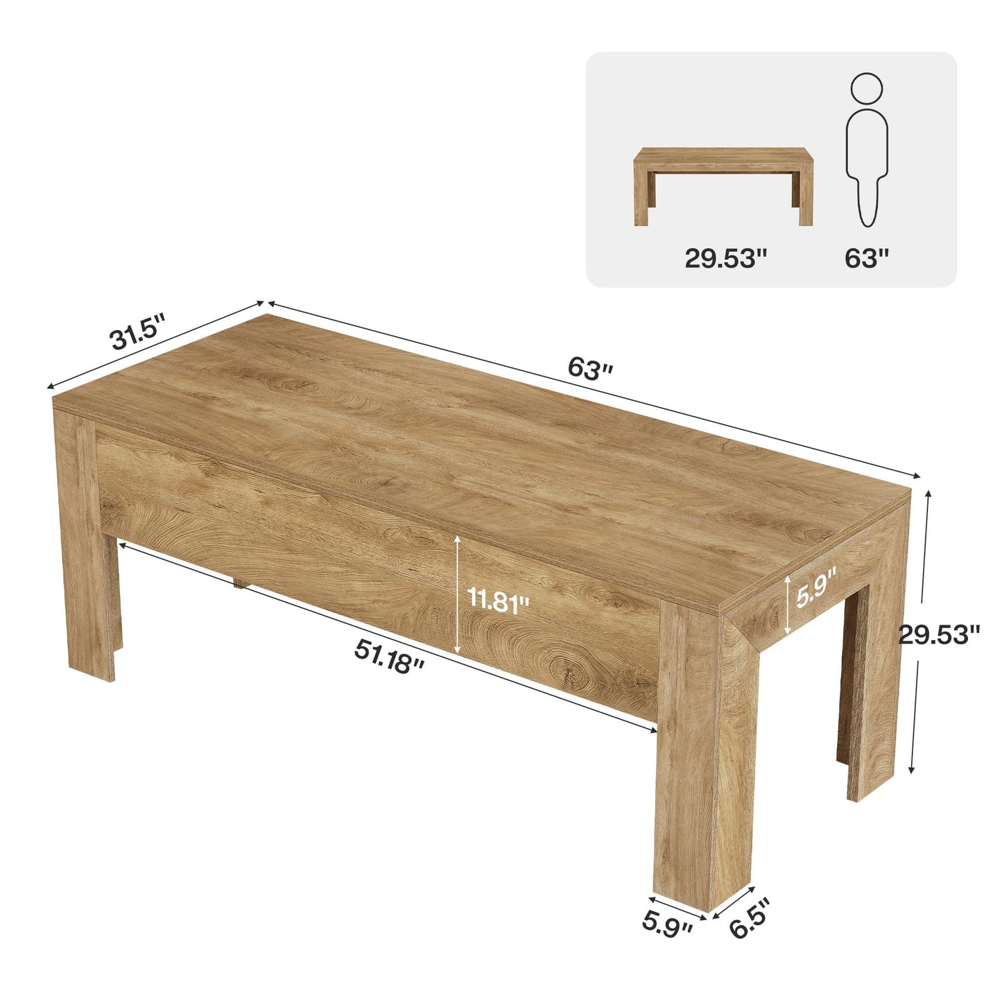 Tribesigns 63-Inch Office Desk, Modern Executive Desk with Large Tabletop, Wooden Computer Desk, Long Workstation for Home Office, Light Brown