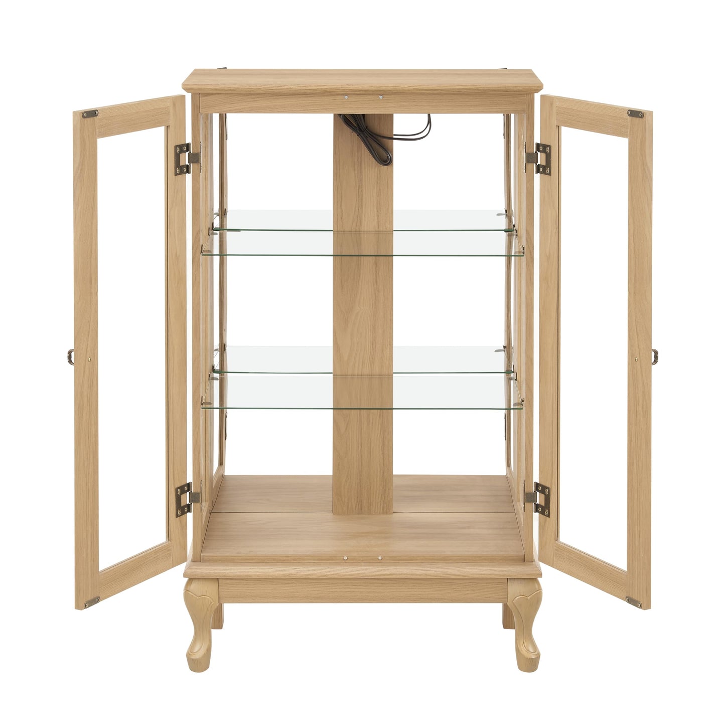 LKTART Curio Glass Display Cabinet,Storage Cabinet with Lights and Mirrored Back Panel,China Cabinet with Tempered Glass Doors and Shelves,Collectible Display Shelf,Included Bulb White