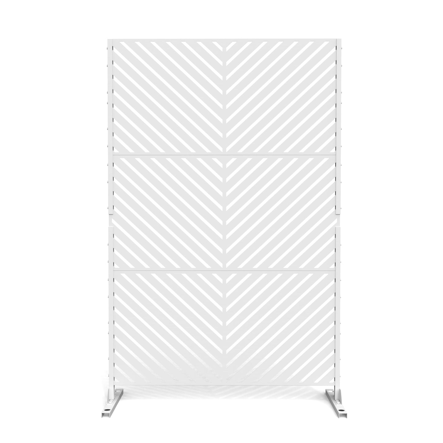 Metal Privacy Screen with Stand, 74" H×47" W Outdoor Privacy Screen for Deck Patio Lawn Garden (Black-Summer)