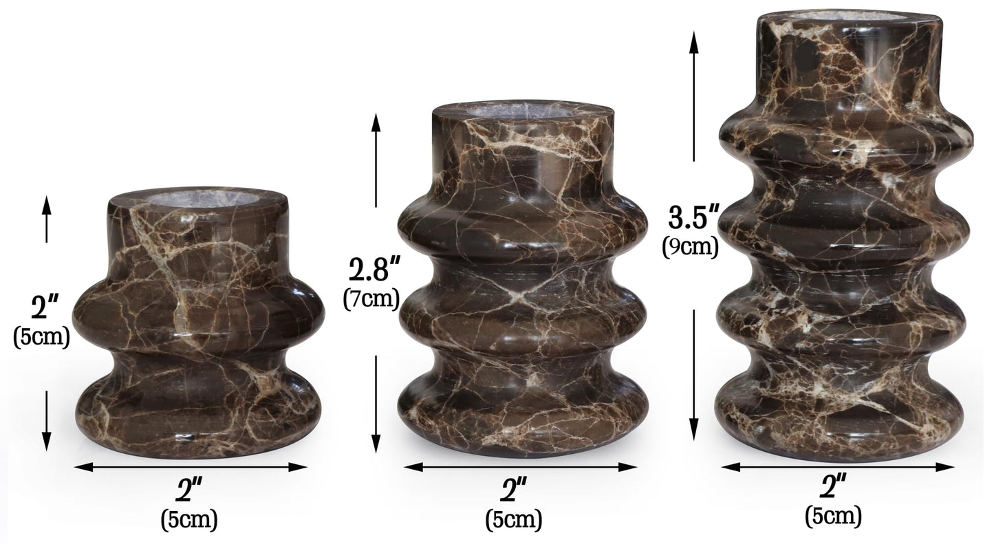 Vixdonos Marble Candle Holder Set of 2 Taper Candle Candlestick Mantle Candle Stand for Home Decor,Wedding,Party and Table Centerpieces(Brown)