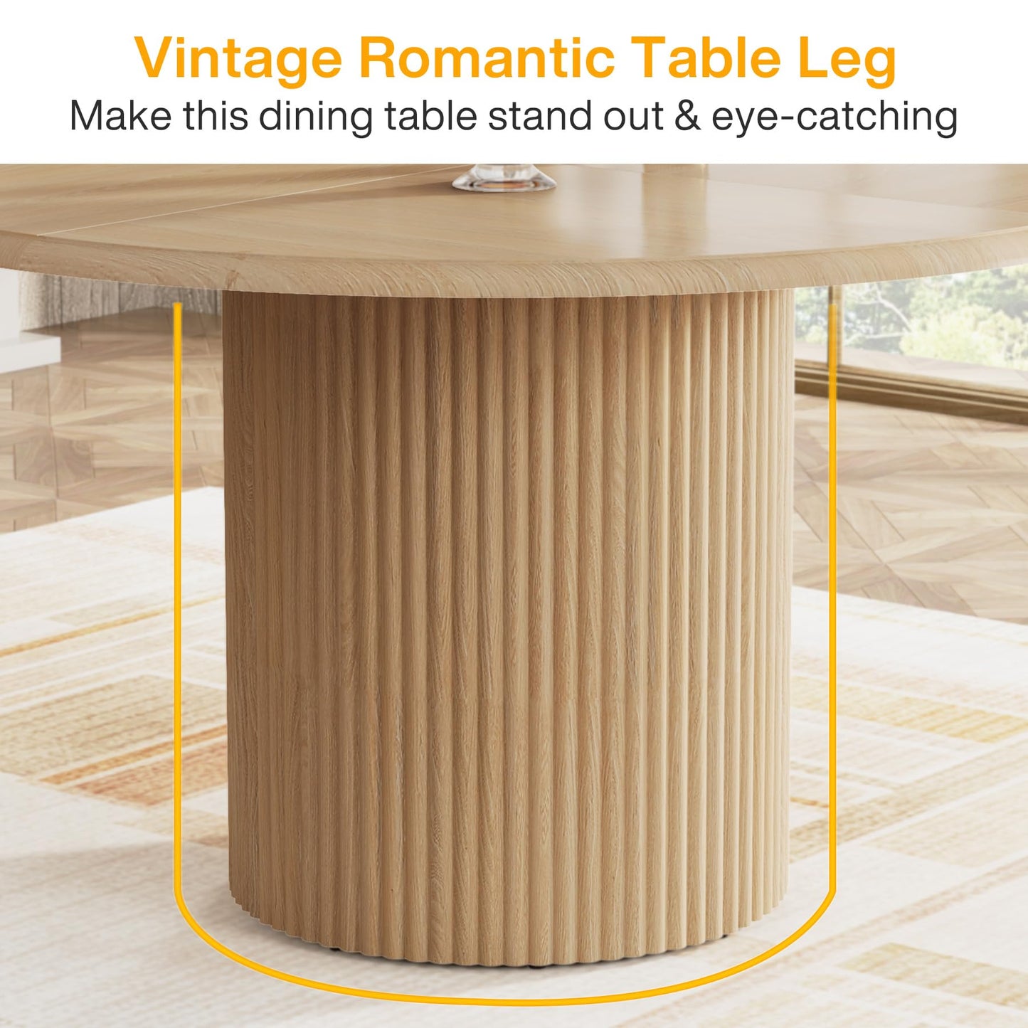 Tribesigns 47" Round Dining Table for 4, Farmhouse Kitchen Table with Metal Base, Modern Small Dinner Table for Dining Room,Kitchen (Chairs Not Included)