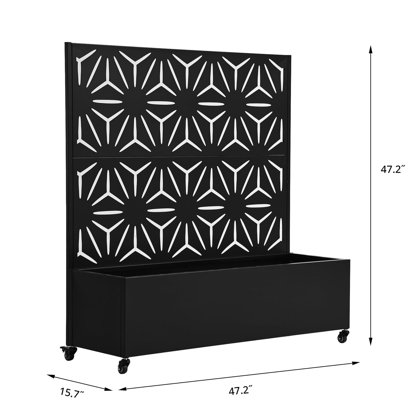 Metal Raised Garden Bed with Trellis and Wheels, 71"x47"x16" Planter Box with Privacy Screen & Drainage Holes, Arched Outdoor Garden Bed for Climbing Plants, Vegetables, Flowers (Black-Square)