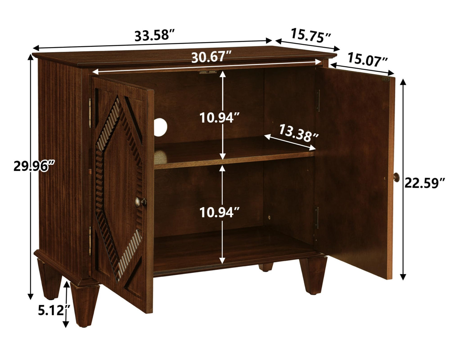 LKTART 65" Mid Century Sideboard Buffet Cabinet with Solid Wood Legs,Accent Storage Cabinet Credenza with 4 Doors for Living Room,Entryway,Kitchen(Walnut)