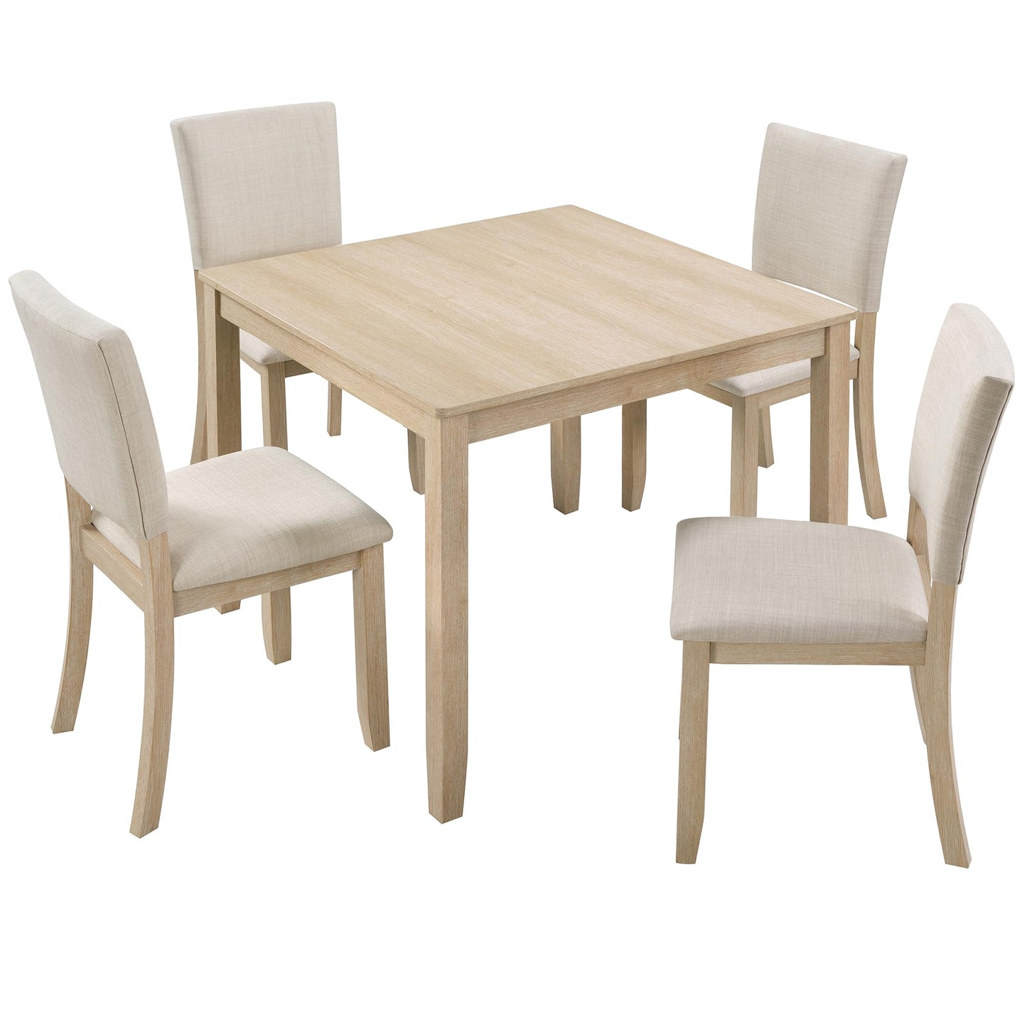 LKTART 5-Piece Kitchen & Dining Room Table and Chairs Sets,Small Square Kitchen Table with 4 Upholstered XX-Shaped Backrest Chairs,Walnut