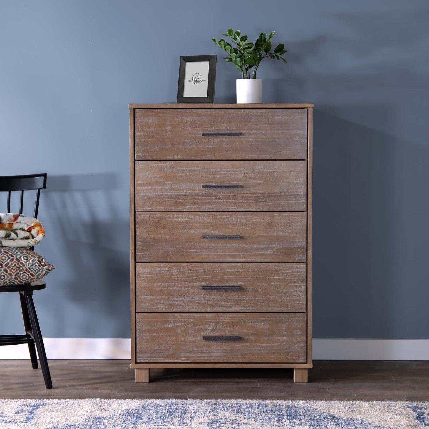 Grain Wood Furniture Loft 5-Drawer Chest, Solid Wood with Brushed White Finish