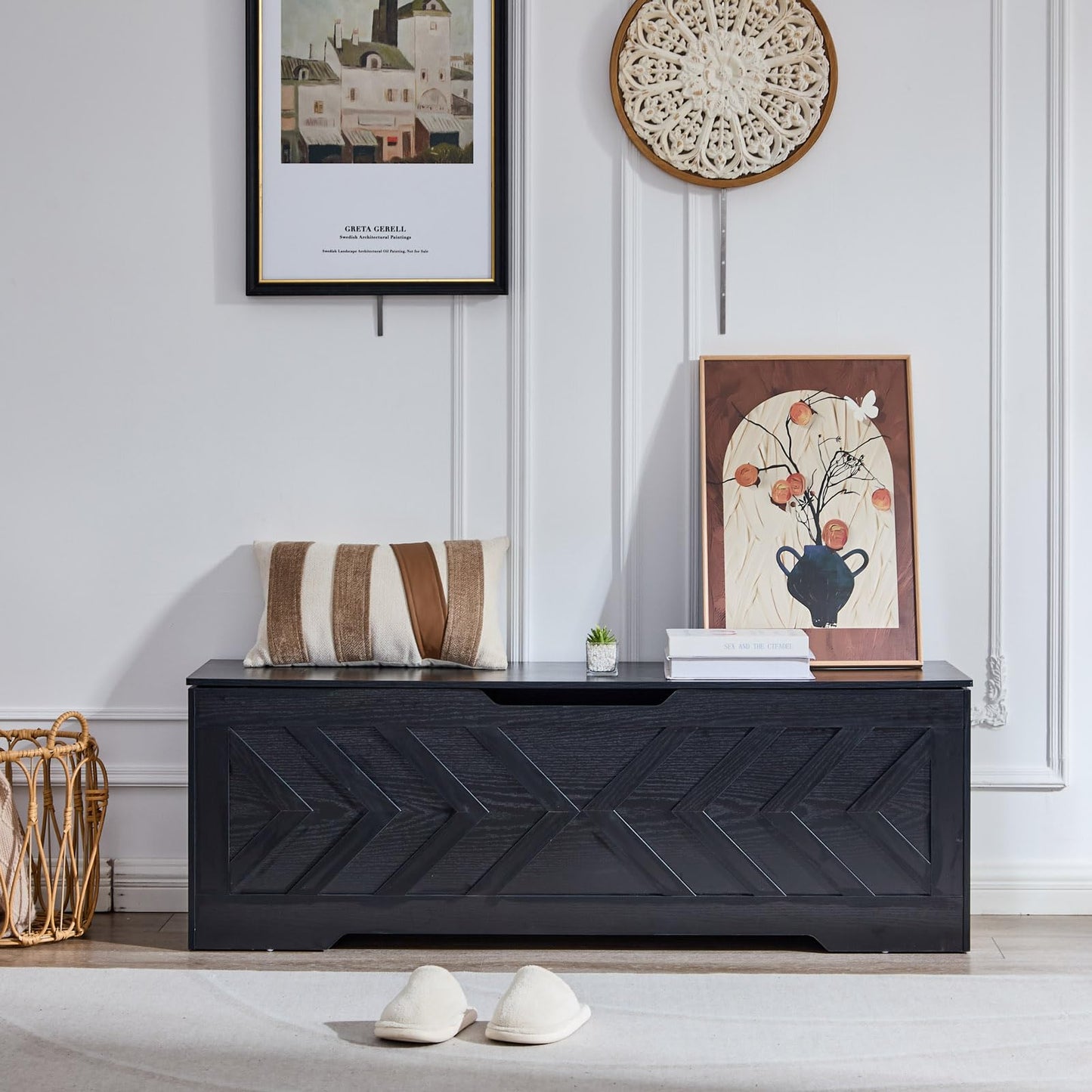 55.1” Storage Bench, Extra Large Entryway Bench with Storage,Storage Chest with 2 Safety Hinges,Blanket Storage,Shoe Storage Chest for Bedroom,Living Room,Easy Assembly. (Greige)