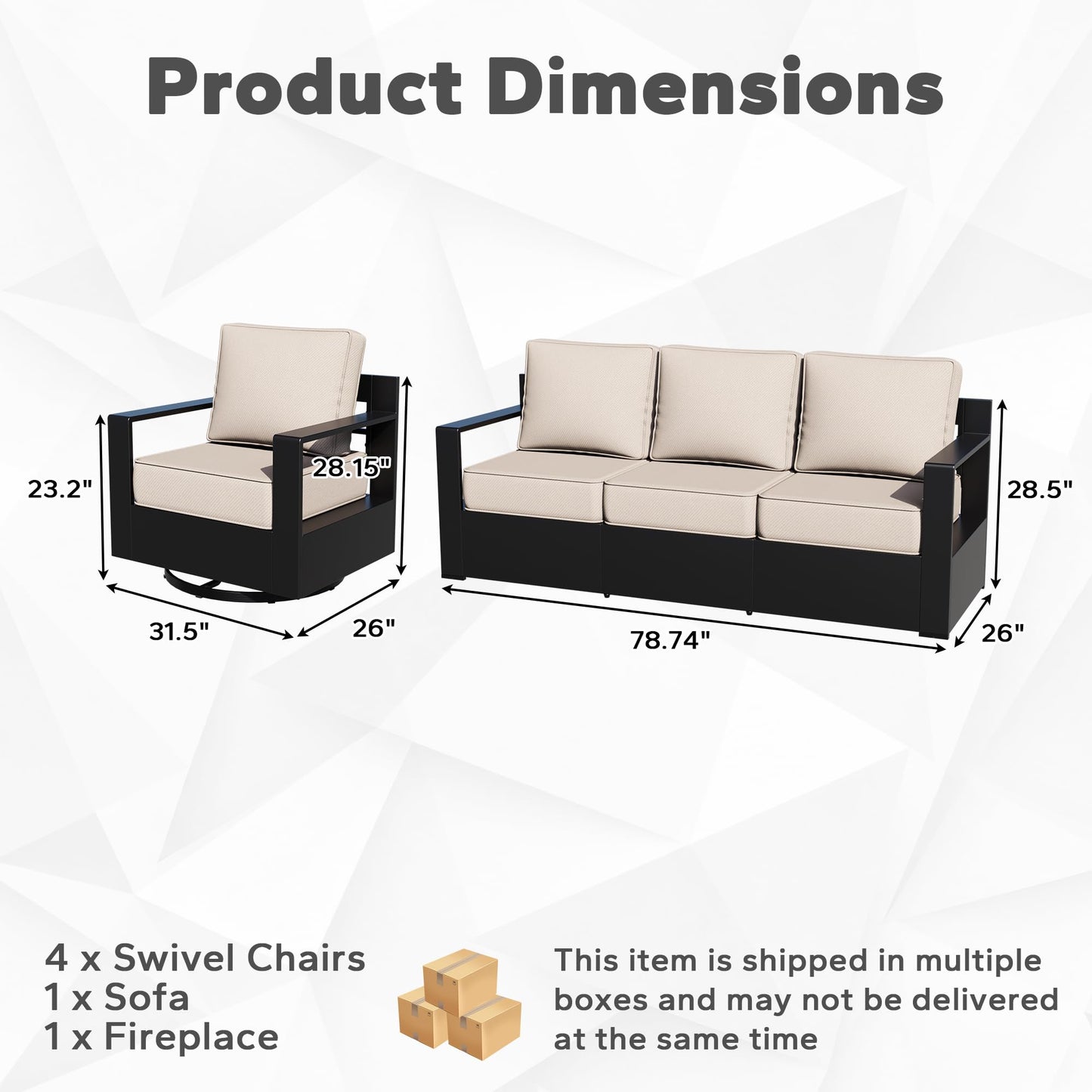Aluminum Patio Swivel Chair - Outdoor Swivel Rocking Chair with 6" Thick Removable Cushions, All-Weather Metal Frame, Deep Setting for Garden, Poolside and Porch
