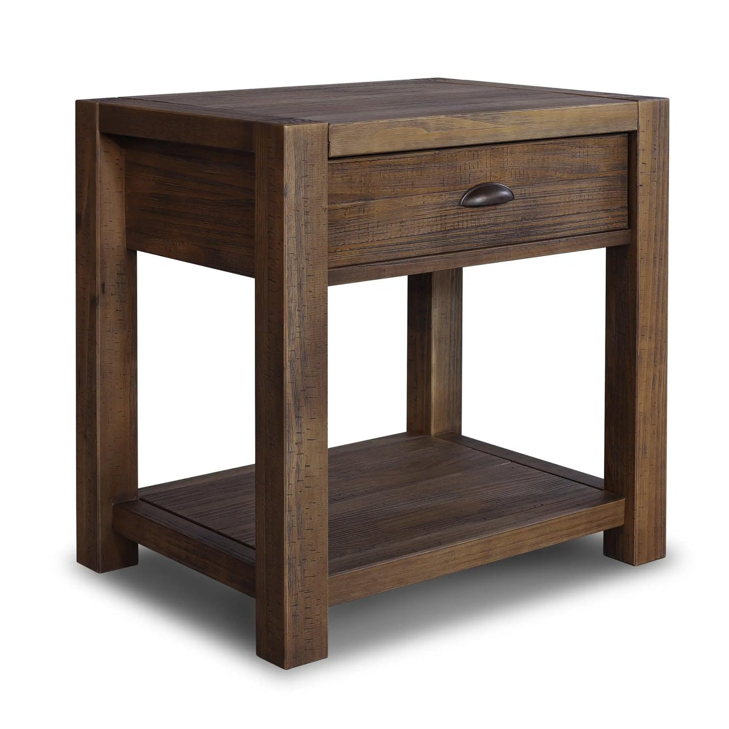Grain Wood Furniture Montauk End Table, Solid Wood with a Driftwood Finish