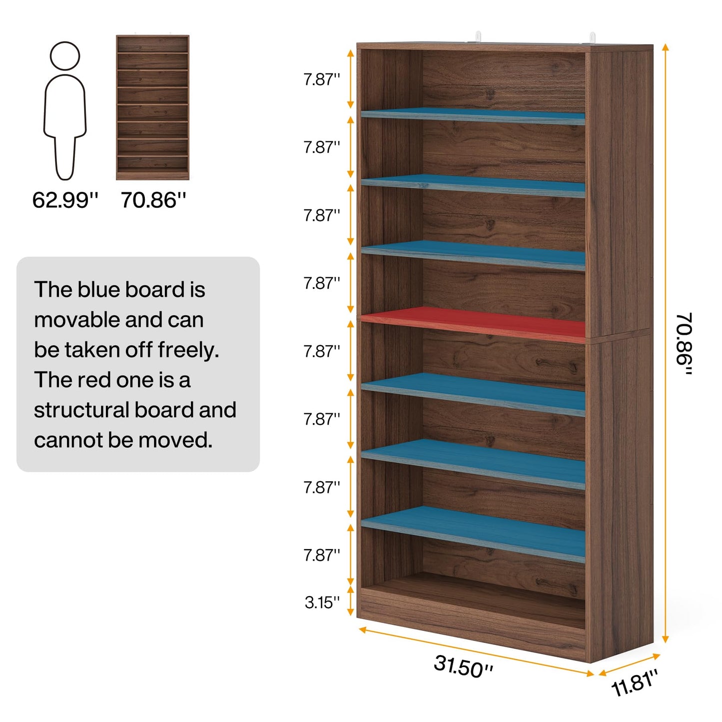 Tribesigns Shoe Cabinet, 9 Tiers 40-45 Pairs Heavy Duty Wood Freestanding Shoe Storage Cabinet, 70.8'' Tall Shoe Cabinet with Open Storage for Entryway, White