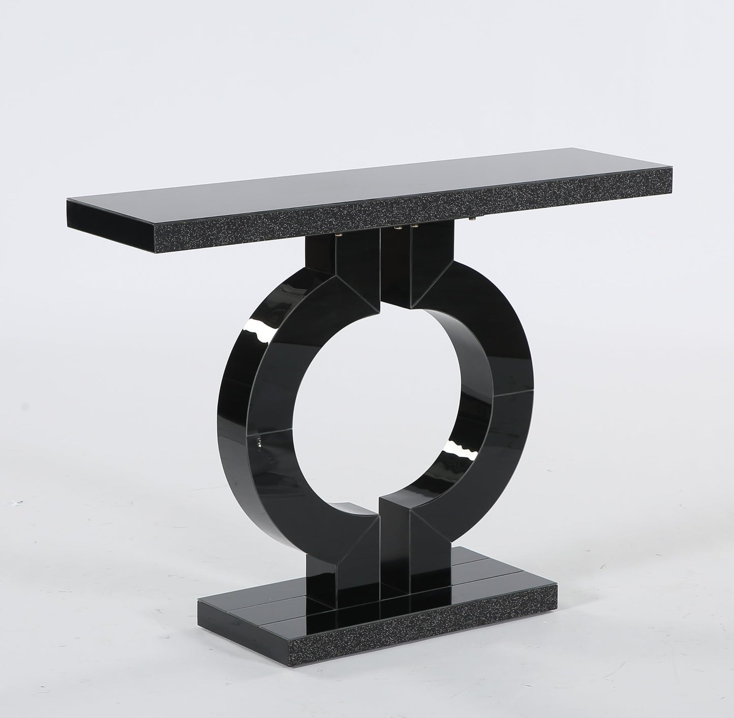 Tribesigns Modern Mirrored Console Table, Glass Sofa Table with Mirror Finish, 43-Inch Entryway Table with O-Shaped Base, Rectangular Accent Foyer Table for Living Room Hallway Entrance (Black)