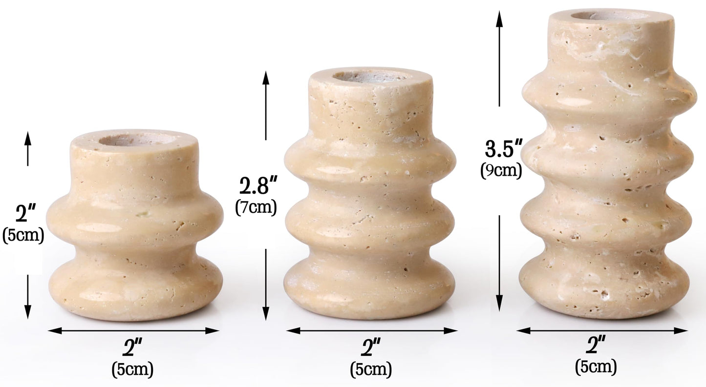 Vixdonos Marble Candle Holder Set of 2 Taper Candle Candlestick Mantle Candle Stand for Home Decor,Wedding,Party and Table Centerpieces(Brown)