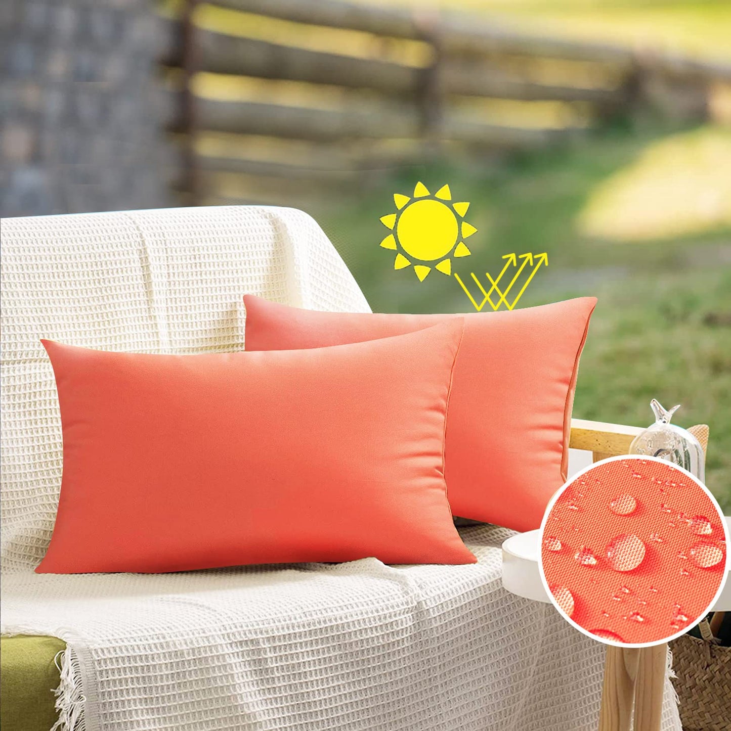 VAKADO Outdoor Waterproof Throw Pillow Covers 18X18 Set of 2 Decorative Green Patio Furniture Summer Cushion Cases Outside Decor for Couch Garden Bench Porch